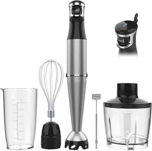 Powerful 1100W Immersion Blender - 5-in-1 Handheld Stick Blender with Variable Speed, Chopper, Whisk, and Frother for Smoothies, Soups, and Baby Food