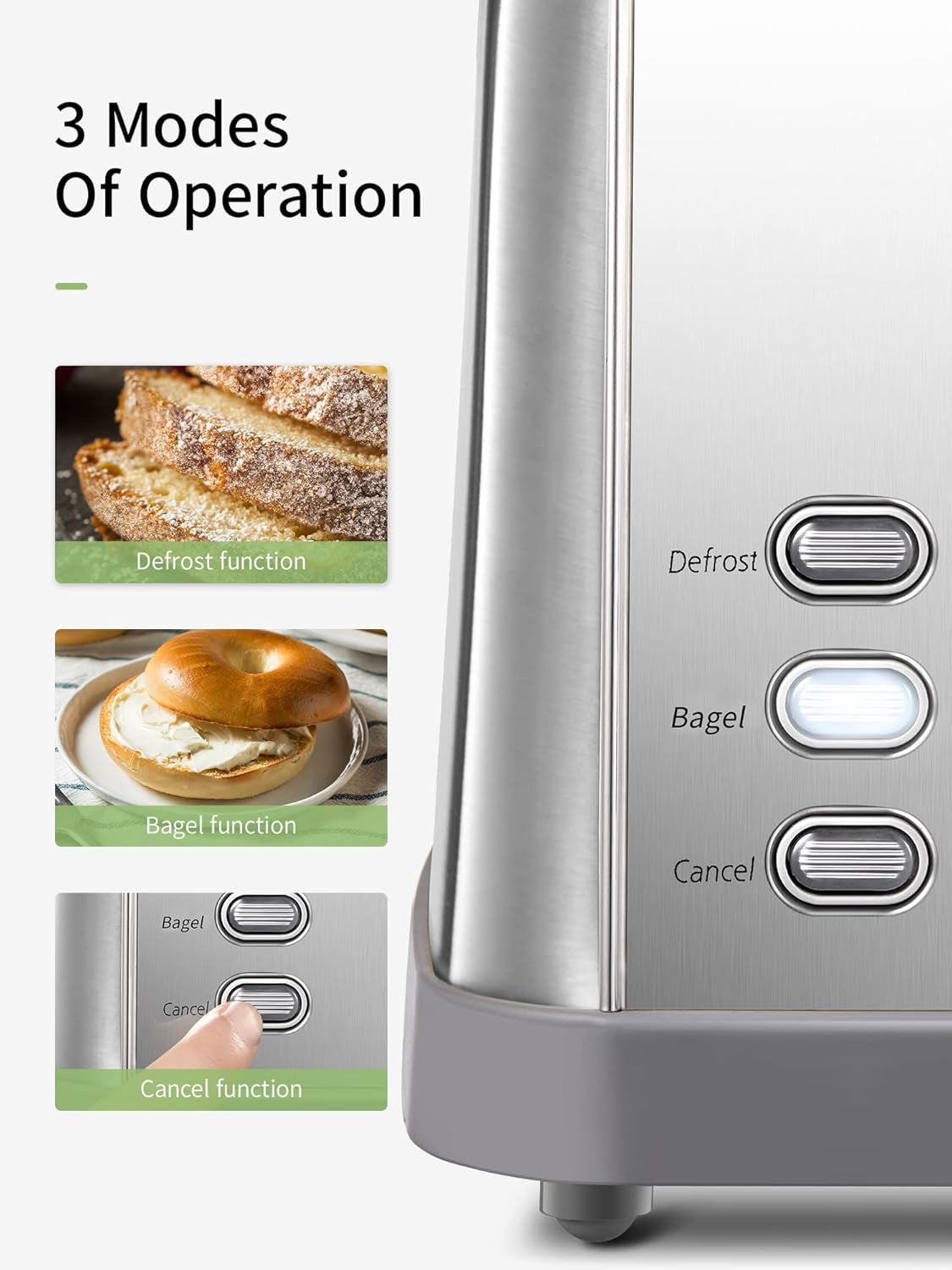 Retro 2-Slice Bagel Toaster with Extra Wide Slots, 7 Shade Settings & Removable Crumb Tray - Stylish Stainless Steel Design