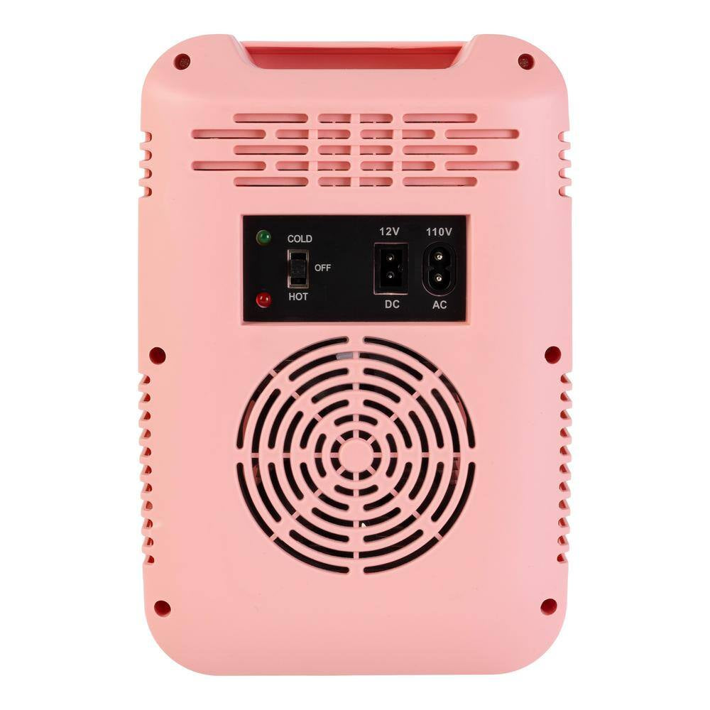 8.75 In. 0.15 Cu. Ft. Portable Beauty Makeup Skincare LED Mirror Mini Refrigerator in Pink