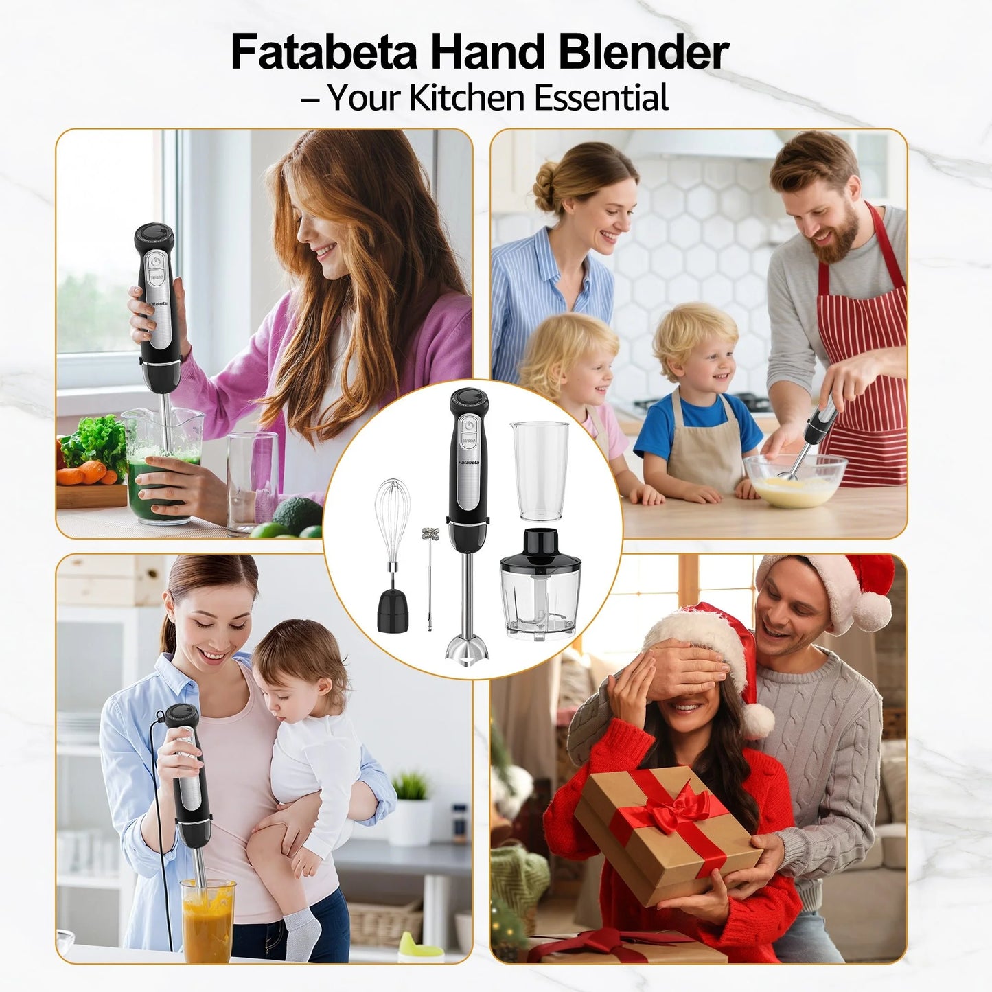 1100W 21-Speed Immersion Blender with Turbo Mode - Versatile 5-in-1 Hand Blender for Smoothies, Baby Food, Soups, and Purees - Sleek Black Design
