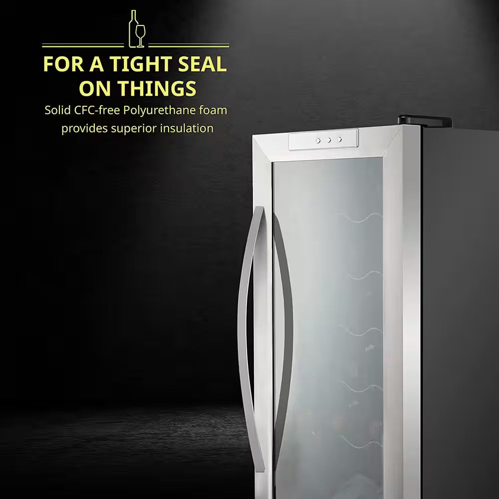 Single Zone 18-Bottle Freestanding Wine Cooler with Lock in Stainless Steel