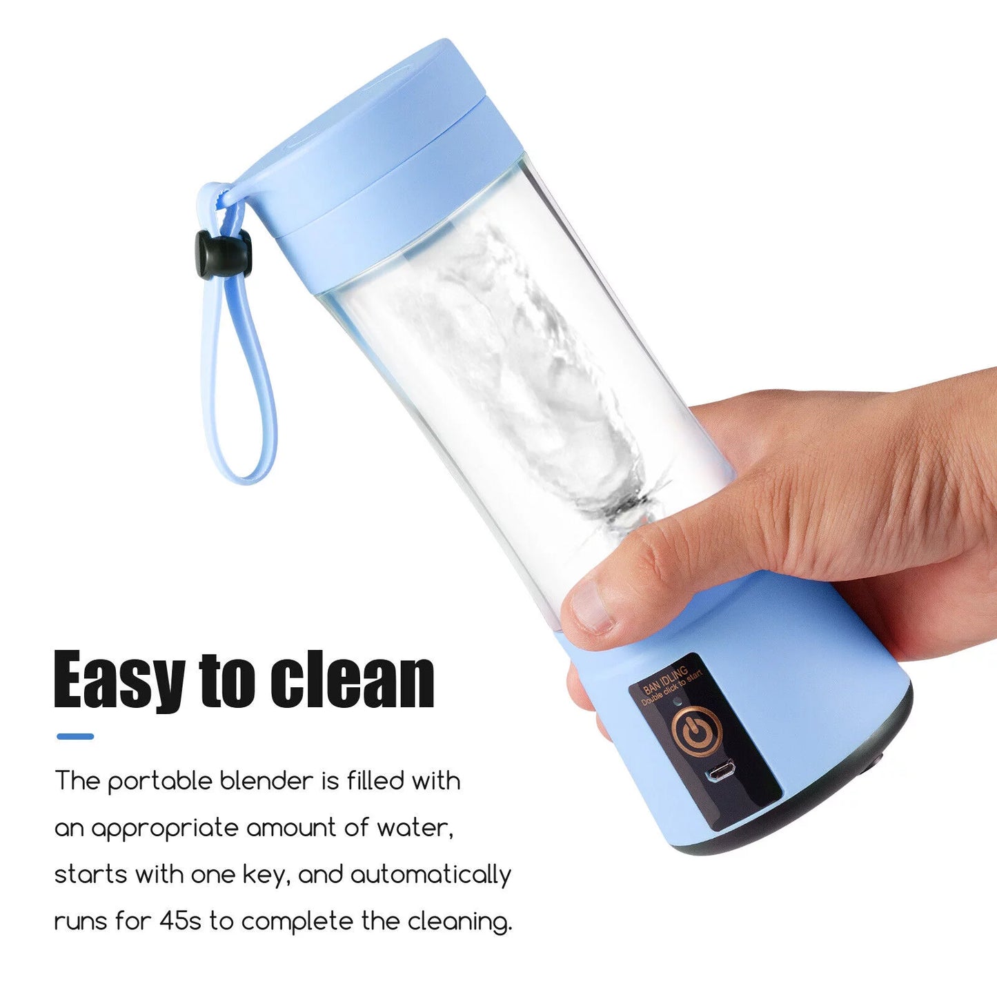 USB Rechargeable Portable Juicer - 350ML Fruit Smoothie & Juice Blender Cup in Blue