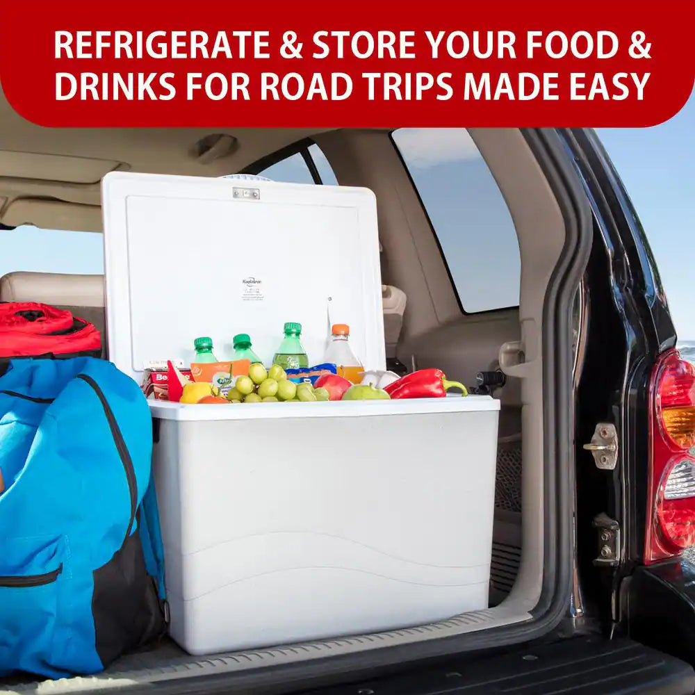 12V Electric Cooler/Warmer, 34L (36 Qt.) Thermoelectric Car Fridge, Two-Way Design, Gray