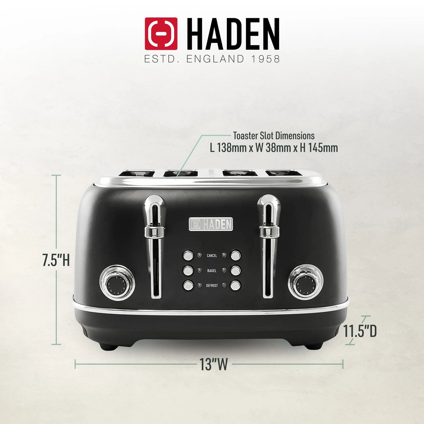 Powerful 1500W 4-Slot Toaster - TOSTR SS BLK (Single Pack)