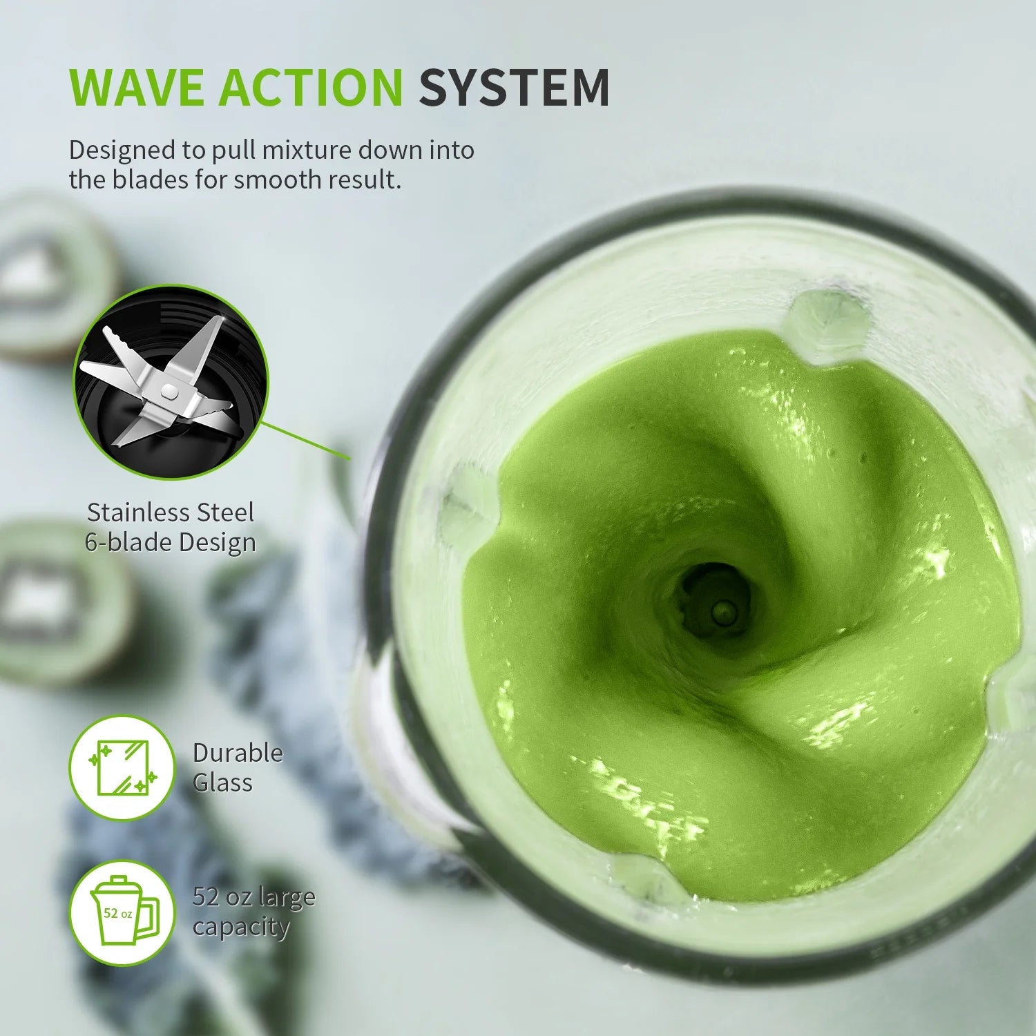 Powerful 1200W Smoothie Blender with 52 Oz Capacity & 22 Oz Juicer Cup - 3 Speed Settings for Perfect Shakes, Smoothies, and Sauces!