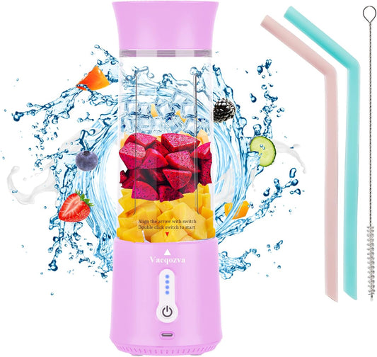 Chic Pink Portable USB Rechargeable Blender - 17 Oz Mini Juicer for Smoothies & Shakes, Perfect for Travel, Home, Office & Outdoors