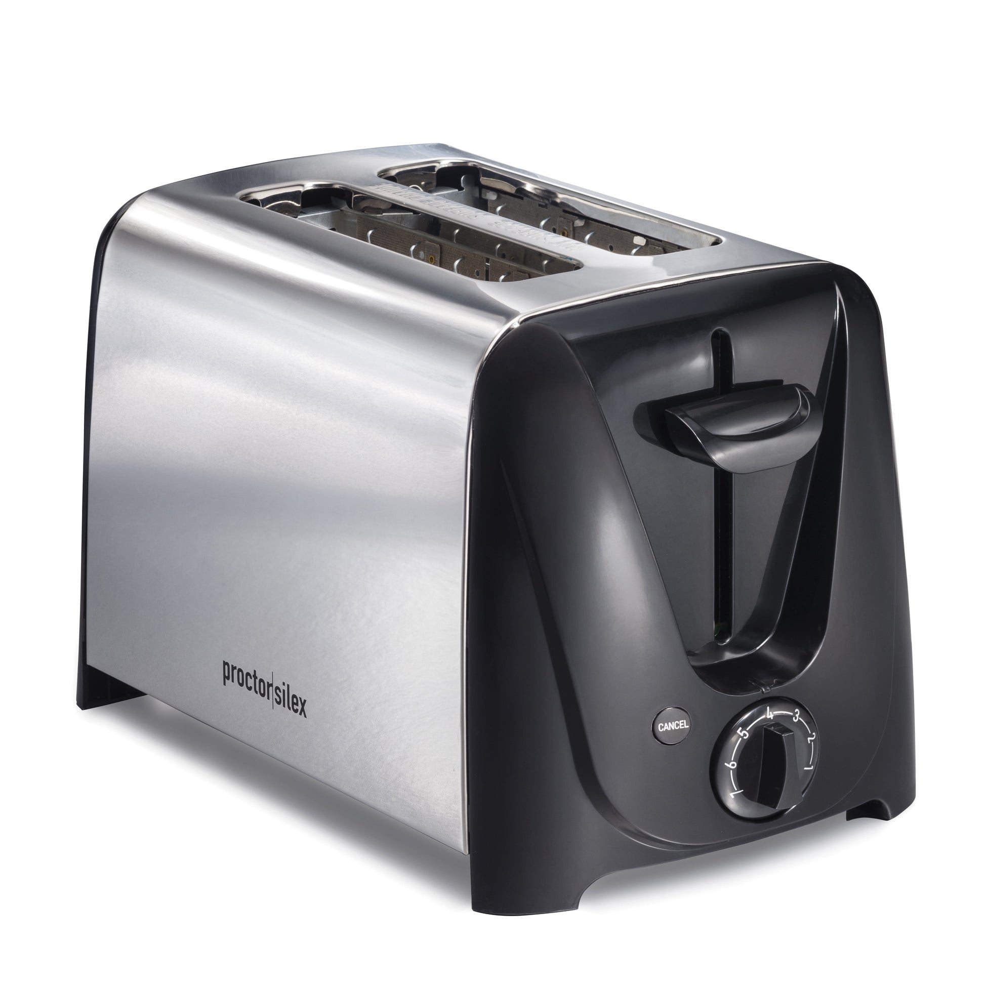 2 Slice Toaster, Built-In Cord Wrap, 7 Toast Shades, Auto Shutoff, Cancel Button, Silver and Black
