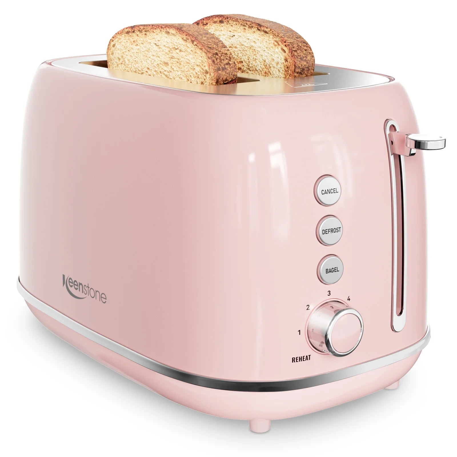 Toaster, Cute 2 Slice Stainless Steel Toaster with Cancel, Defrost Fuction for Bread, Bagel, Wide Slots Revolution Toasters, Kitchen Appliances, Apartment Essentials Must Haves - Pink