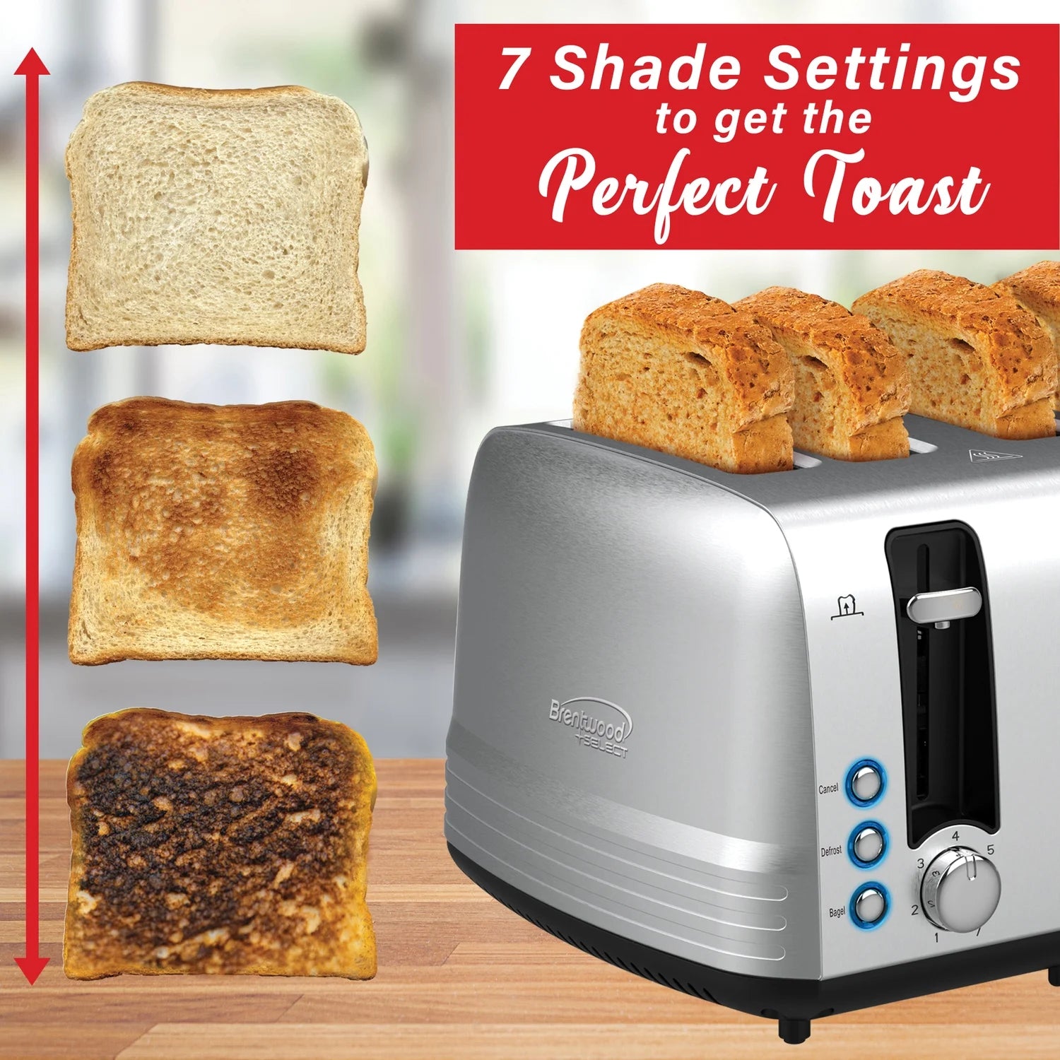 Extra-Wide Stainless Steel 4-Slice Toaster - 1,500 Watts of Power!