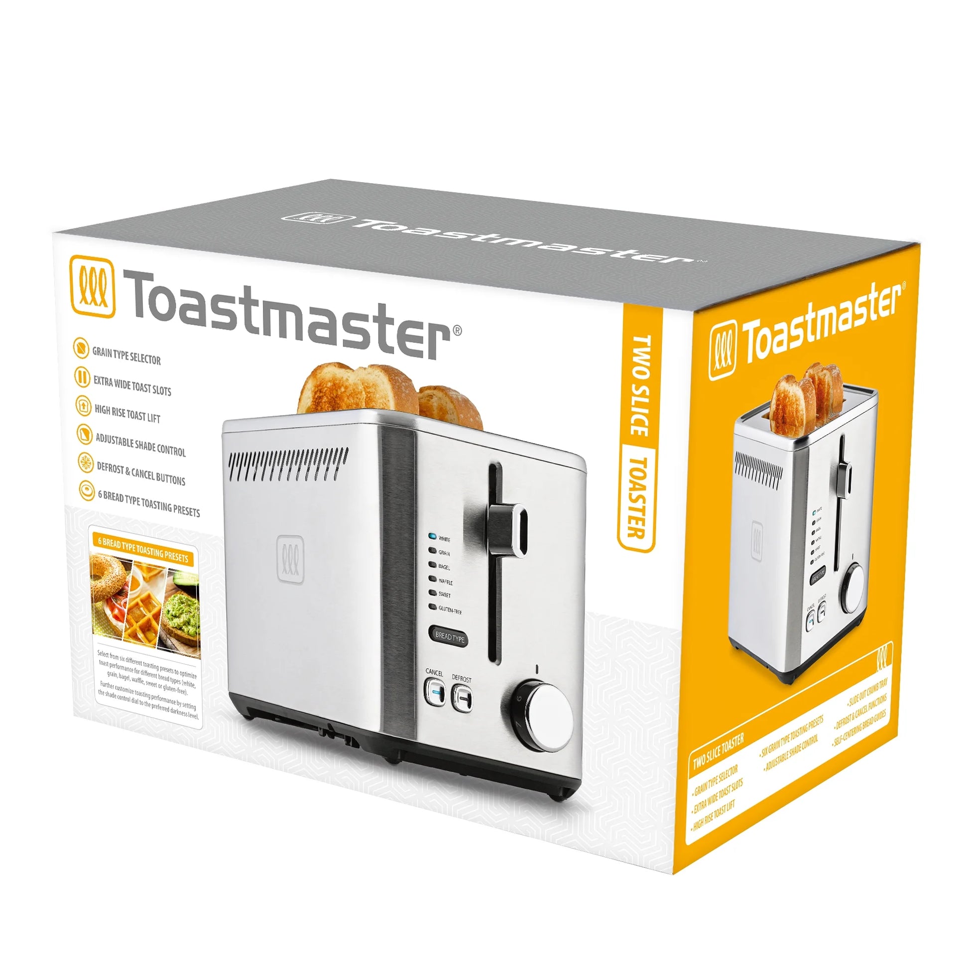 Stainless Steel 2-Slice Toaster with Extra Wide Slots and Easy Lever & Dial Controls - 900W Power