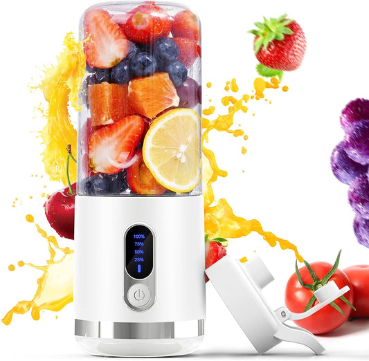 Smart Portable Blender with LCD Display - USB Rechargeable Mini Blender for Shakes & Smoothies, 15.2Oz Juice Mixer with Six Blades - Perfect for Travel, Office, Gym & Sports