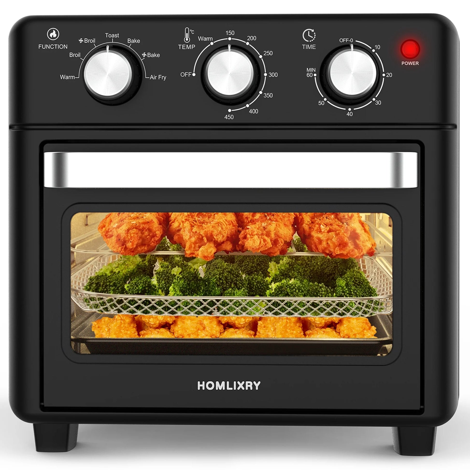 Air Fryer Toaster Oven Combo, 14QT 7 in 1 Oil-Less Air Fryer with Warm, Broil, Toast, Bake, Air Fry, Black
