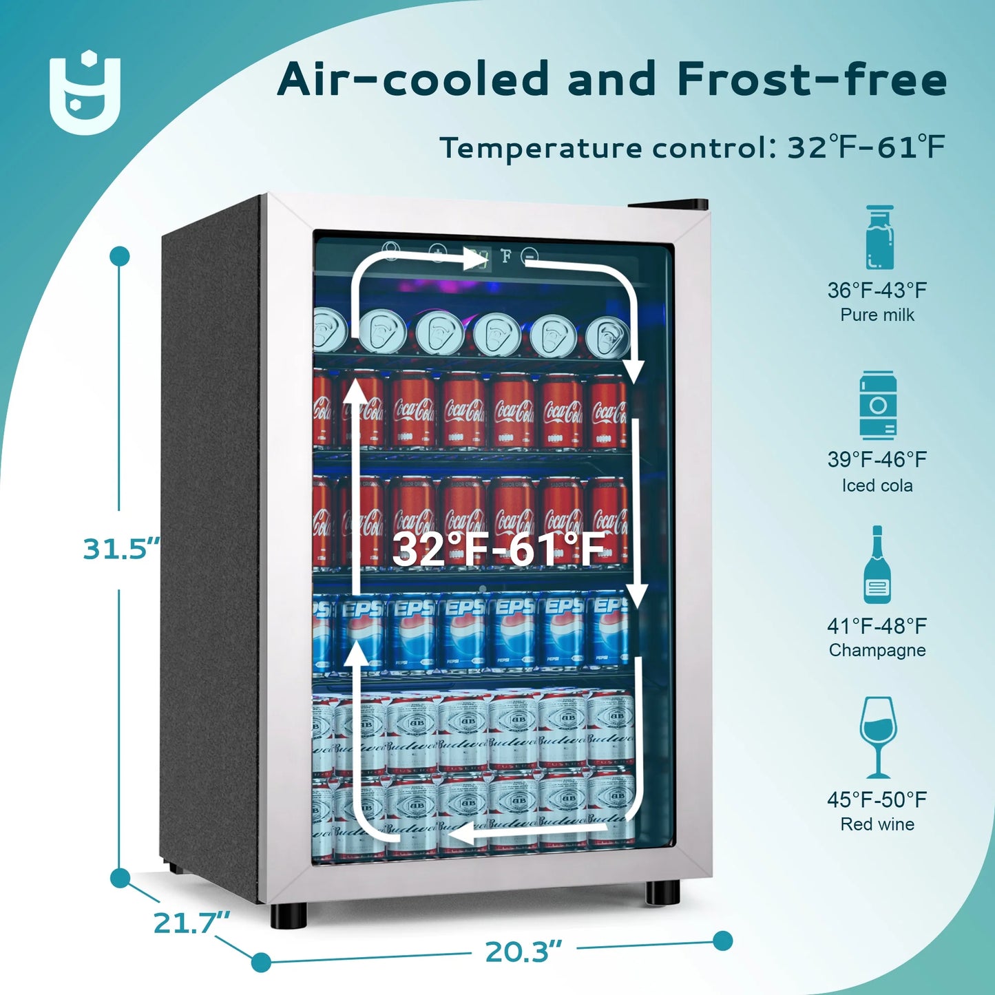 145 Can Beverage Refrigerator with Glass Door & Adjustable Shelves – Perfect for Chilling Drinks!