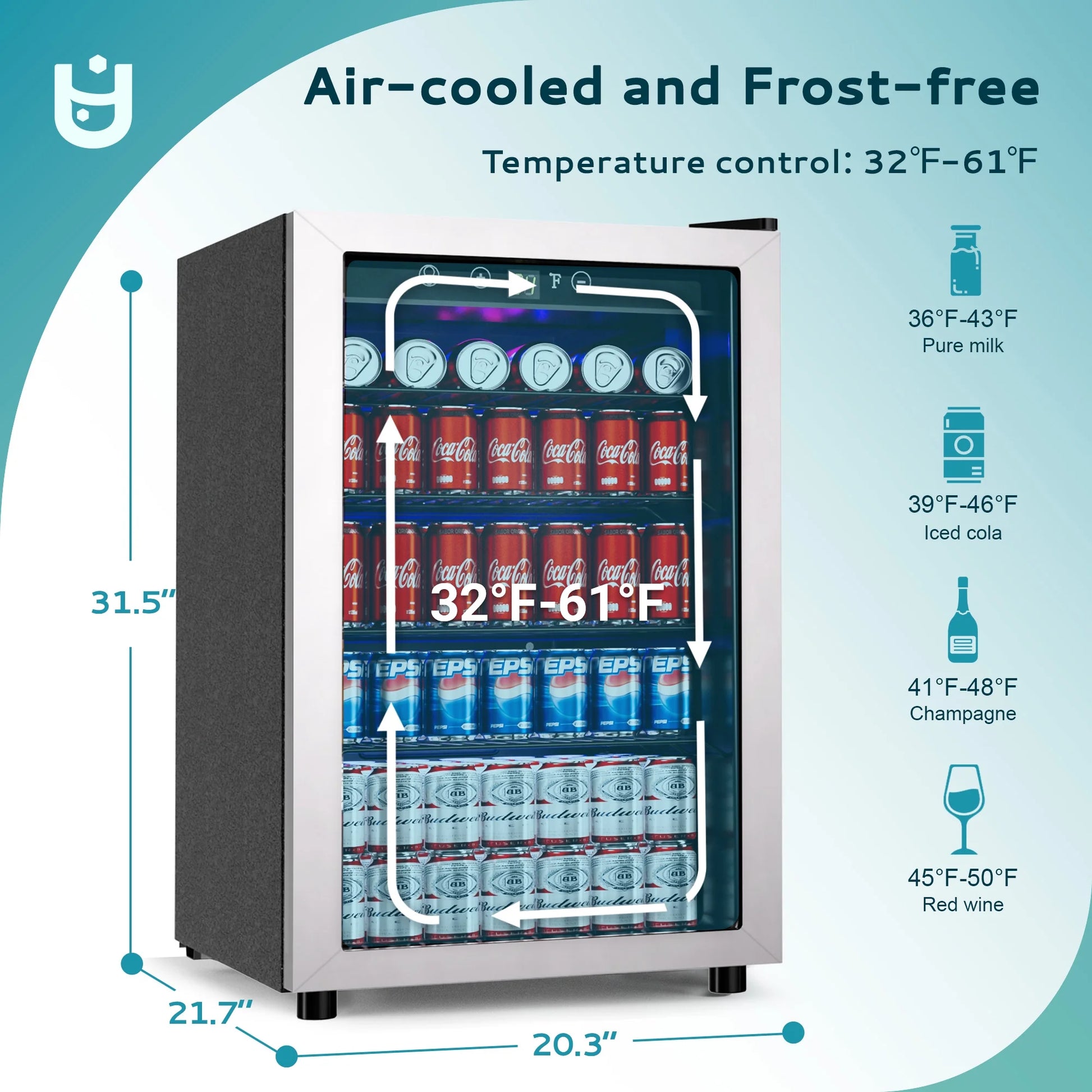 145 Can Beverage Refrigerator with Glass Door & Adjustable Shelves – Perfect for Chilling Drinks!