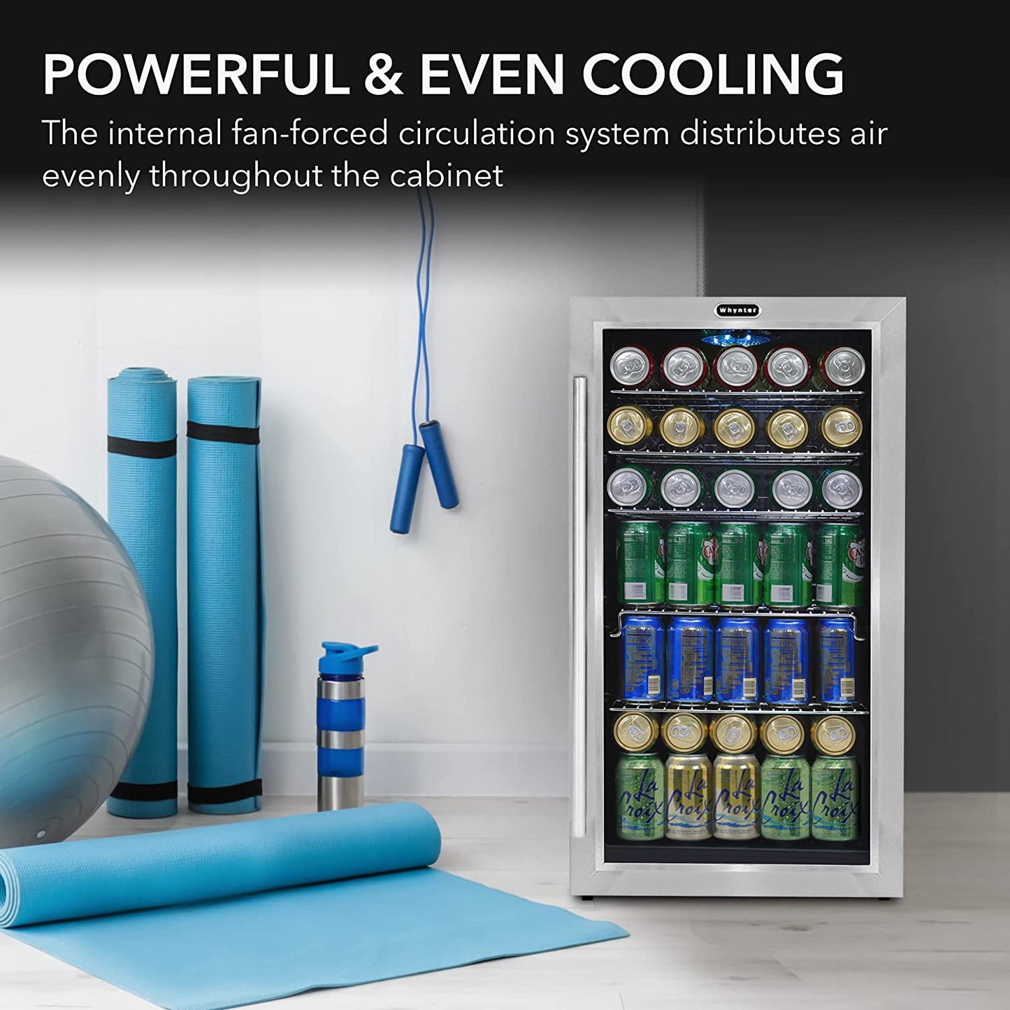 127-Can Stainless Steel Beverage Refrigerator with Double-Layer Glass Door - 3.1 Cu Ft Freestanding Mini Fridge