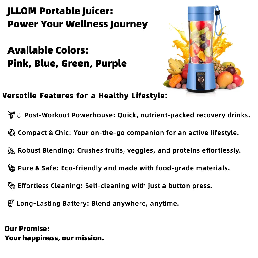 USB Rechargeable Portable Juicer - 350ML Fruit Smoothie & Juice Blender Cup in Blue