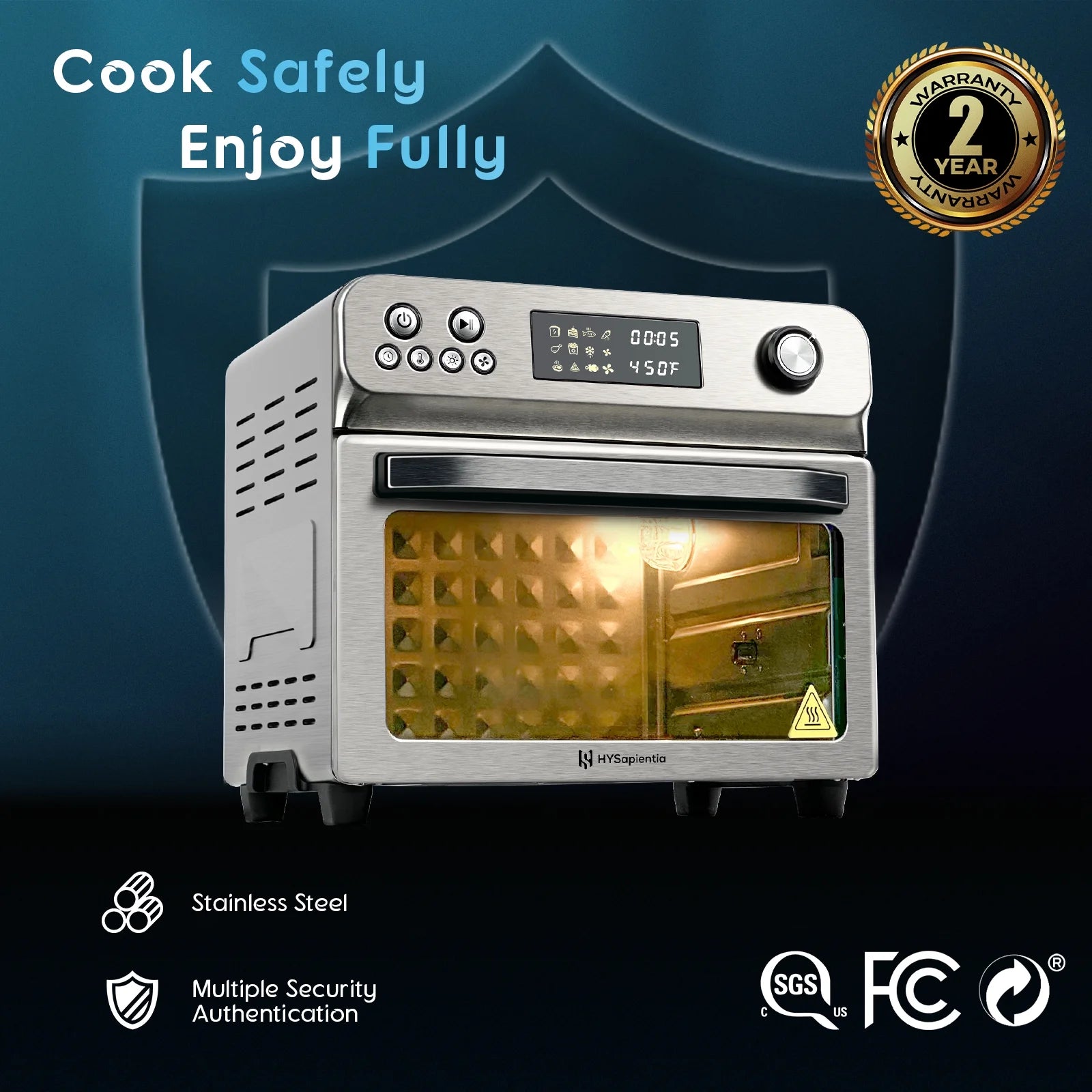 26QT Stainless Steel Air Fryer Oven with Rotisserie 1800W Air Fryer Toaster Oven,10 in 1 Countertop Oven