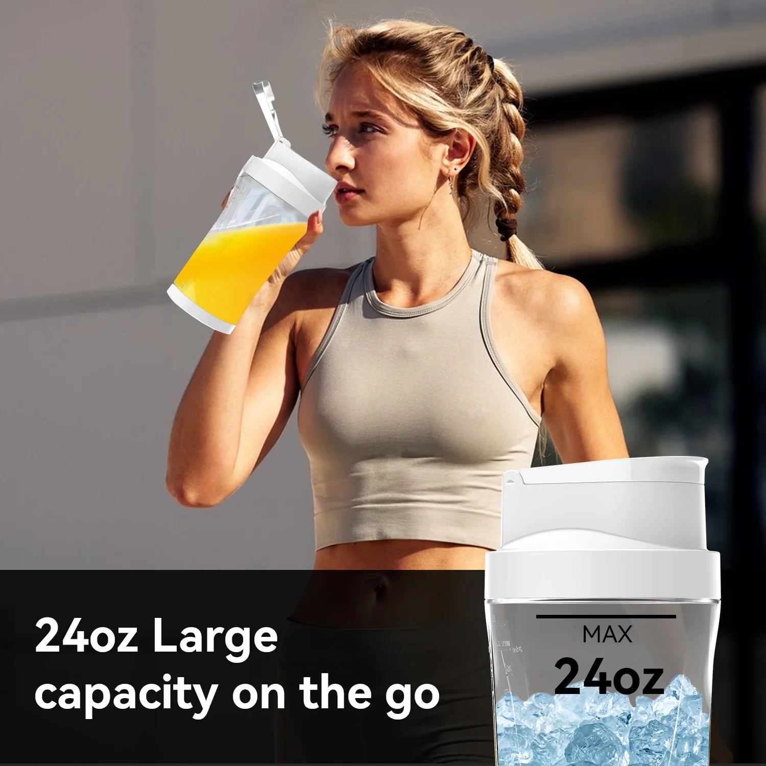 Powerful Portable Blender - 6000mAh USB Rechargeable Juicer for Smoothies & Shakes, BPA Free 24oz Cup with 6 Blades, Self-Cleaning 360W Ideal for Home, Office & Travel