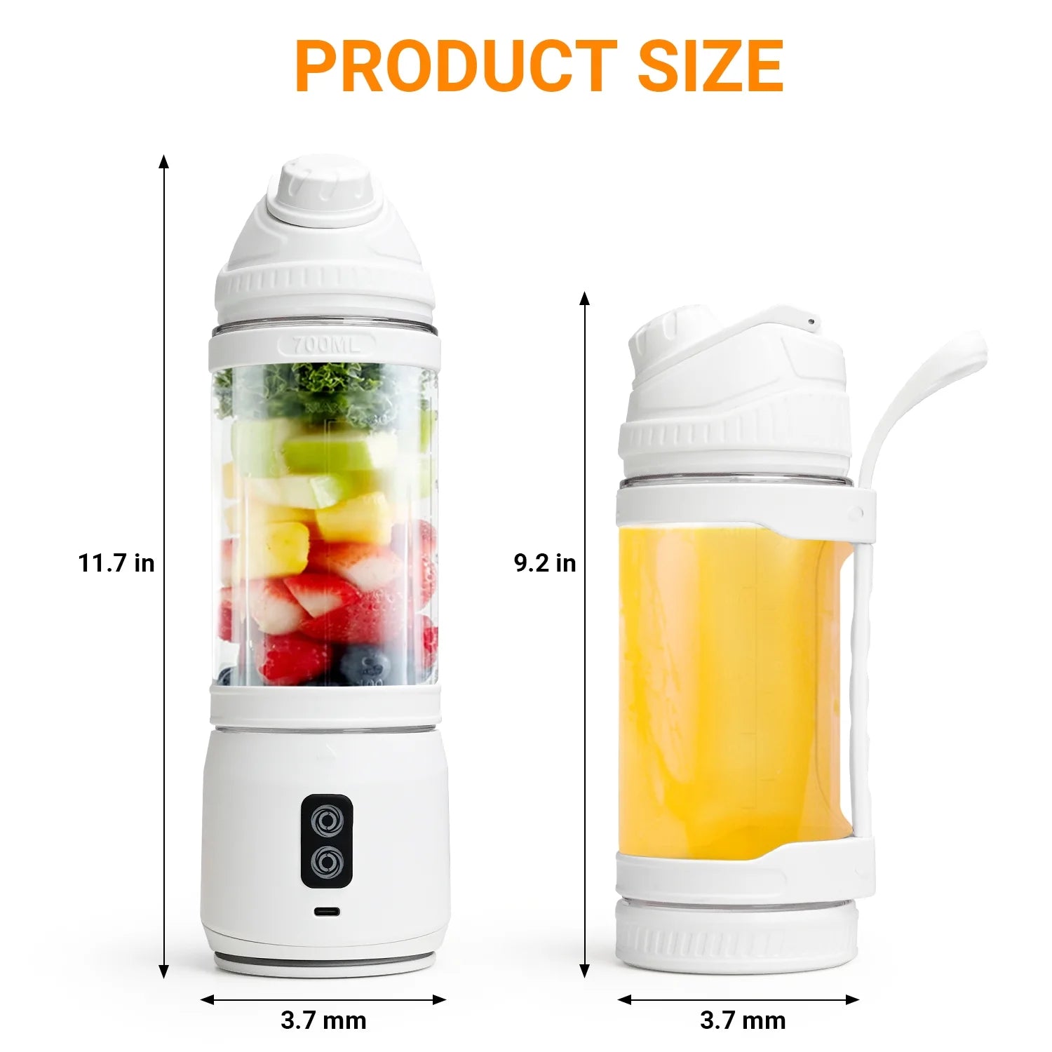 Portable Blender - 700ml Personal Size USB Rechargeable Fruit Mixer for Shakes & Smoothies, Perfect for Travel, Home & Office - White