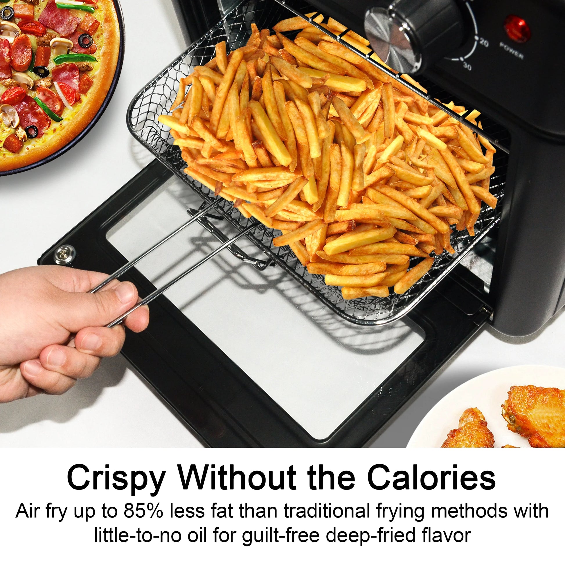 Air Fryer Toaster Oven Combo, 14QT 7 in 1 Oil-Less Air Fryer with Warm, Broil, Toast, Bake, Air Fry, Black