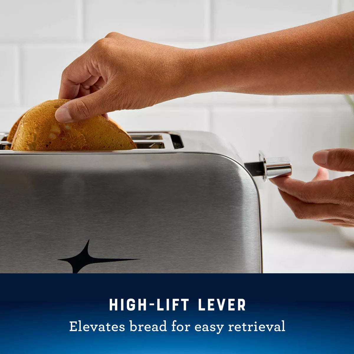 Oster 2-Slice Toaster Stainless Steel with Extra-Wide Slots: Reheat & Bagel Functions, 800W, Spot Clean