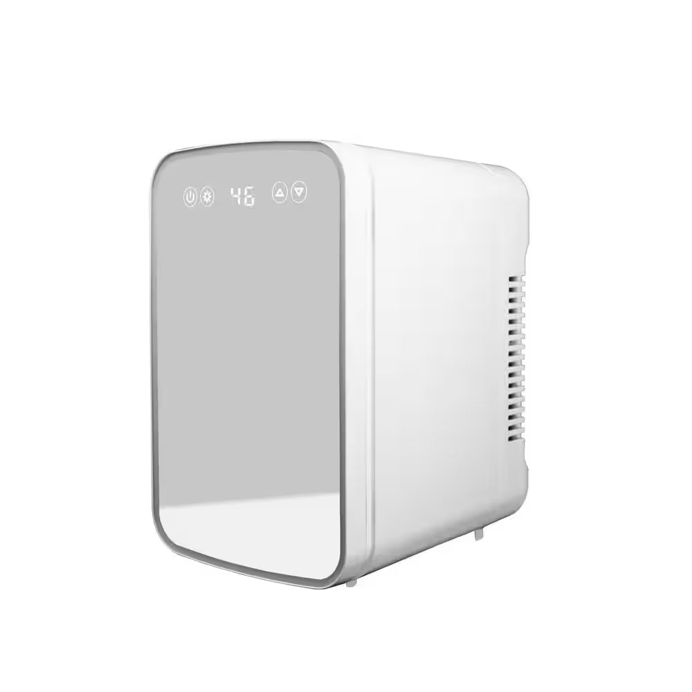 8.63 In. 0.26 Cu. Ft./7.4L Mini Refrigerator in White with Mirror and Light