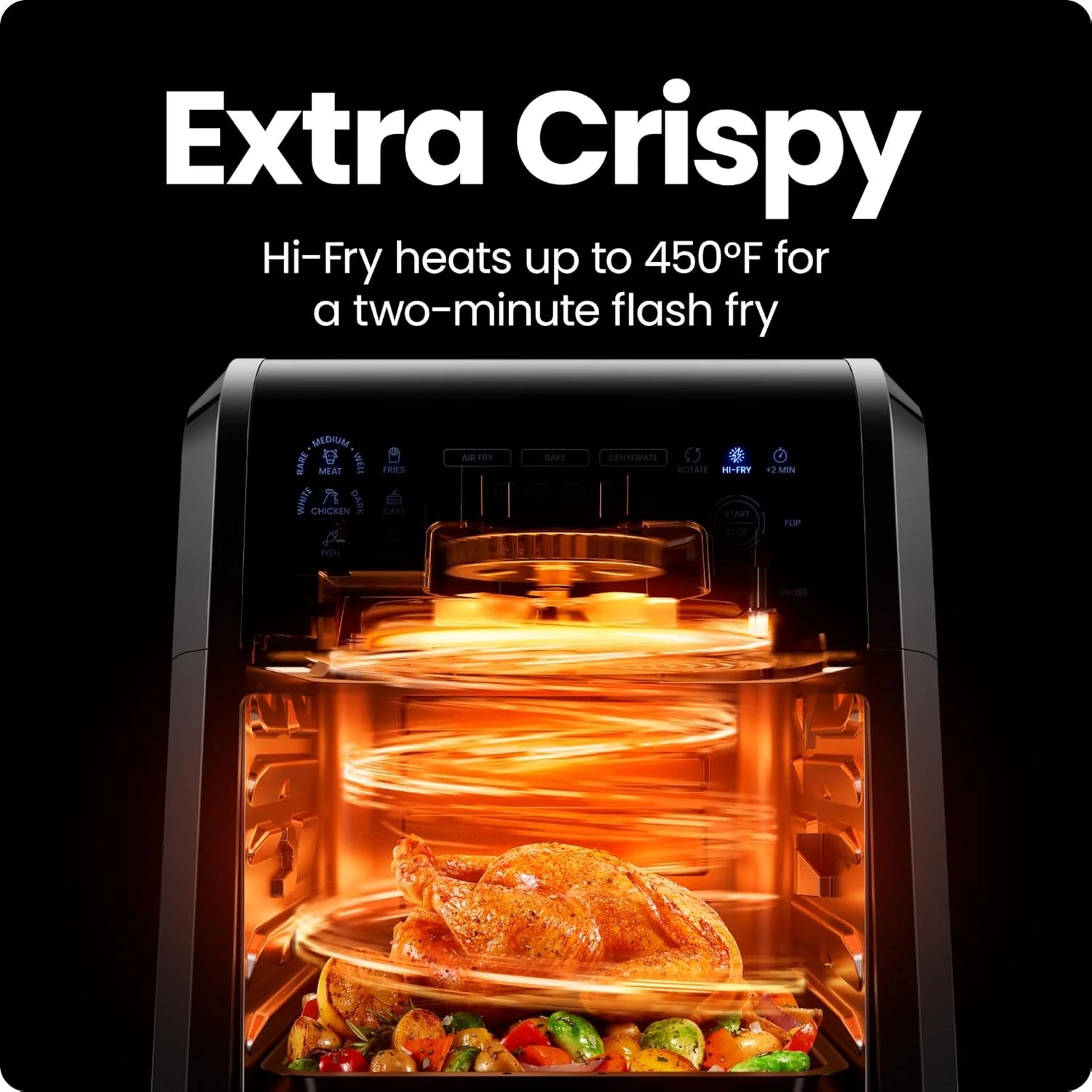 Exactemp 12 Quart 5-In-1 Air Fryer with Integrated Smart Thermometer, 28 Presets - Black