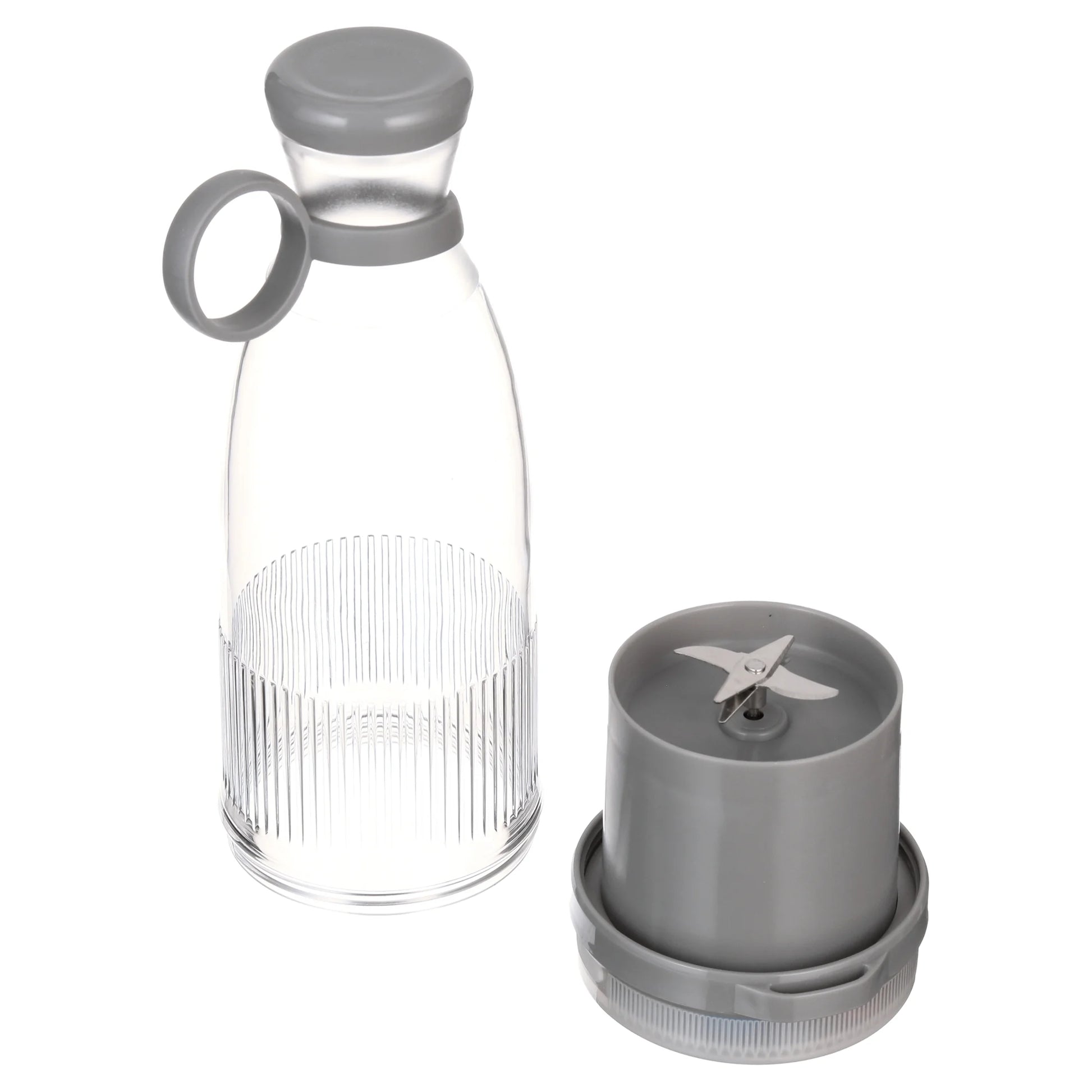 Compact Gray Portable Blender Bottle - Perfect for On-the-Go Smoothies!