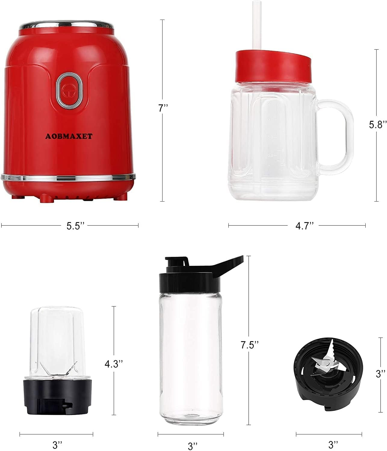 Versatile Smoothie Blender & Coffee Grinder - Portable 18/20 Oz Cup, 300W Power, Includes Recipes & Stainless Steel Blades, Perfect for Shakes, Spices, Fruits & Beans, Stylish Red Design