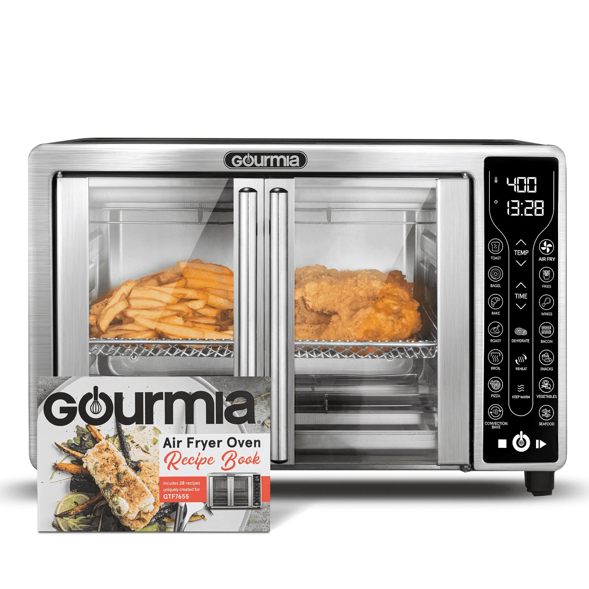 Digital Air Fryer Toaster Oven Combo | 17 One Touch Cooking Functions | Fits 12" Pizza | Cooks Food Quickly with Little to No Oil | Stainless Steel Air Fryer | Toaster Ovens Countertop |