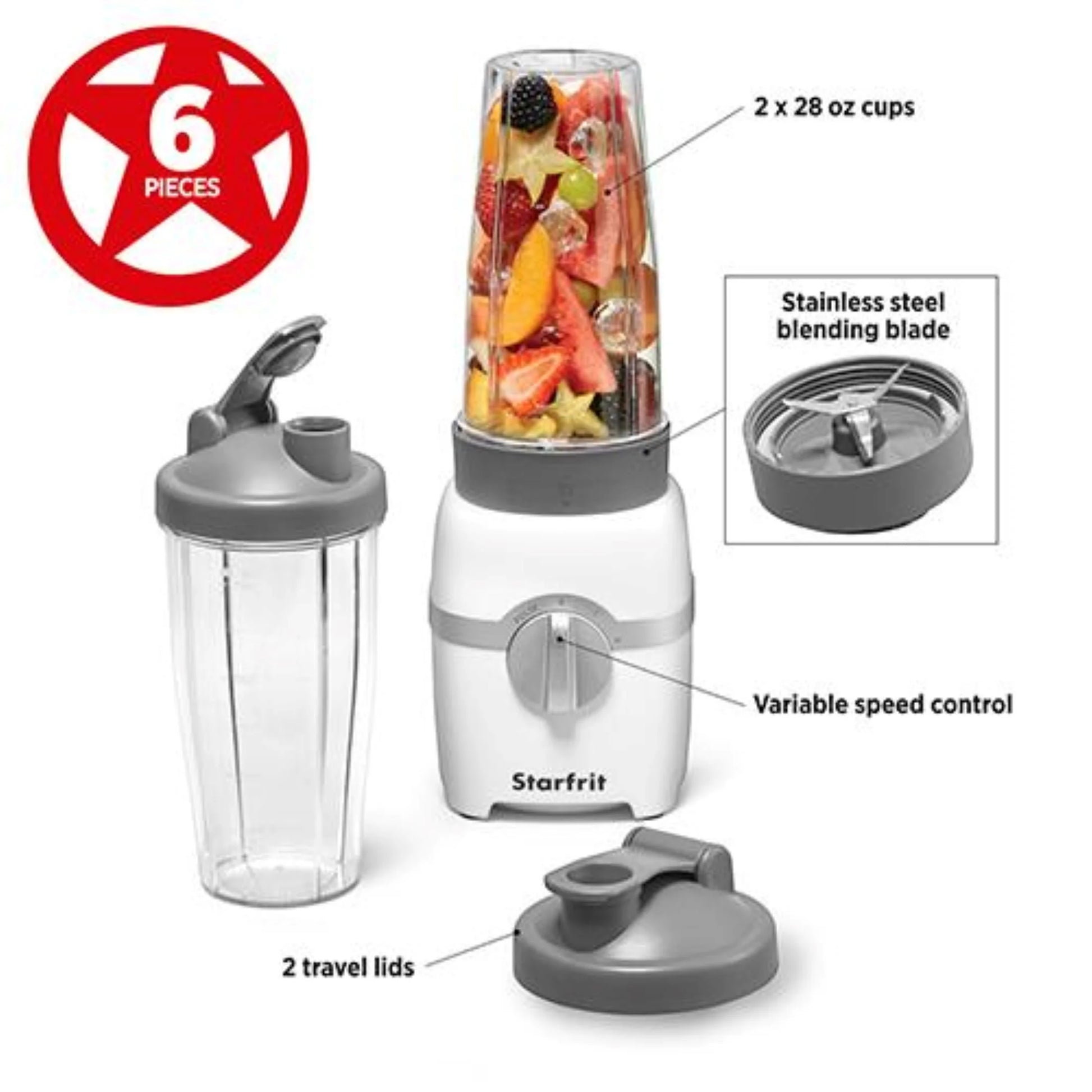 Personal Blender with 2 Large Cups, Versatile Blades, and 300W Power - Perfect for Smoothies and Shakes!
