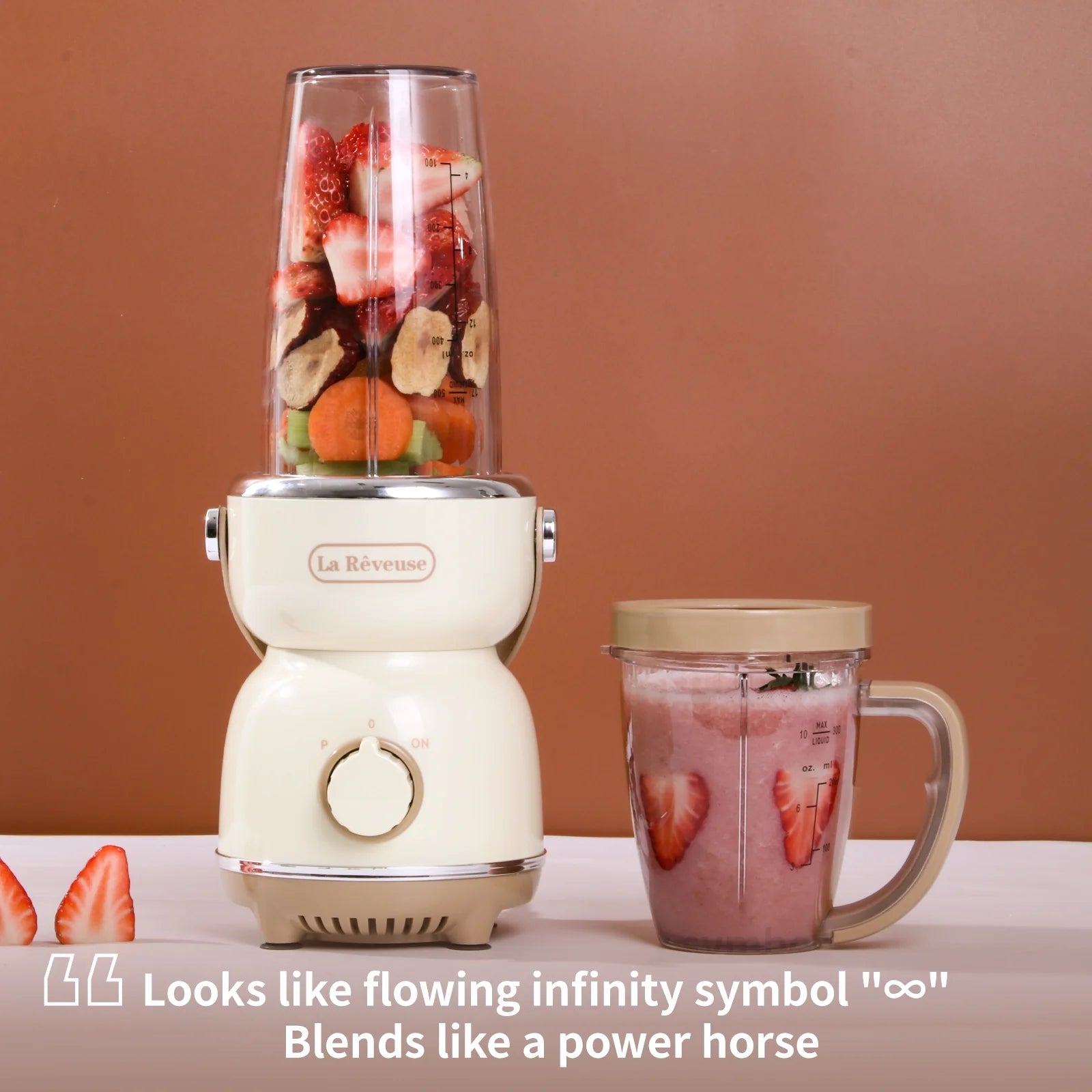 Retro Personal Blender - 300W for Smoothies, Shakes & Sauces with 17oz Cup & 10oz Mug