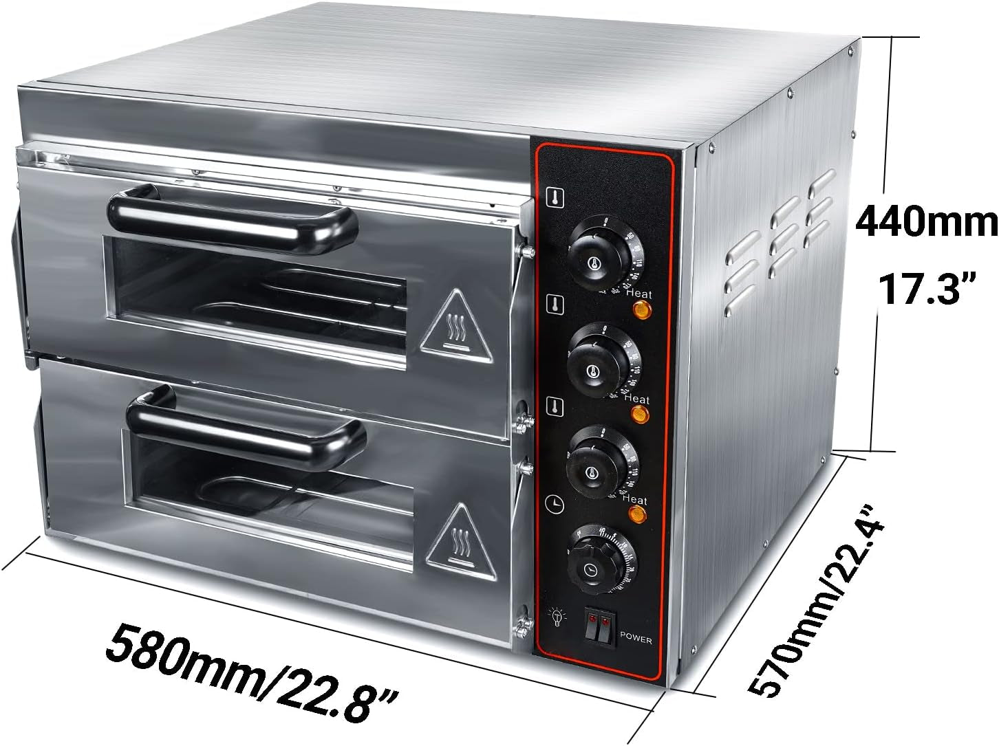 Commercial Pizza Oven Double Oven 1700W 16 Inch Stainless Steel Pizza Electric Countertop Pizza and Snack Oven Multipurpose Indoor Pizza Oven for Restaurant Home Pretzels Roast Yakitori 110V