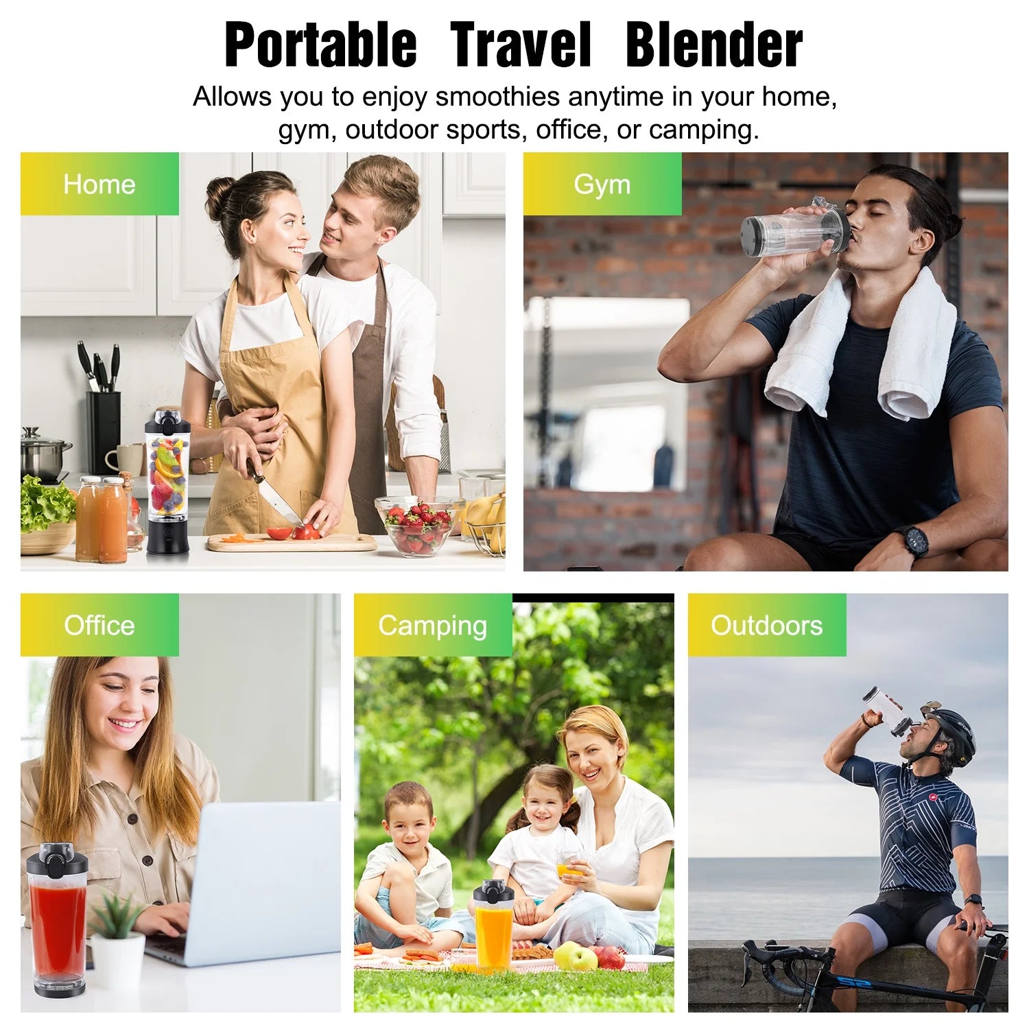 Portable Blender - 21 Oz Travel Cup, 10 Blades, USB Rechargeable Mini Blender for Shakes & Smoothies - Perfect for Gym, Home & Outdoors - Sleek Black Design