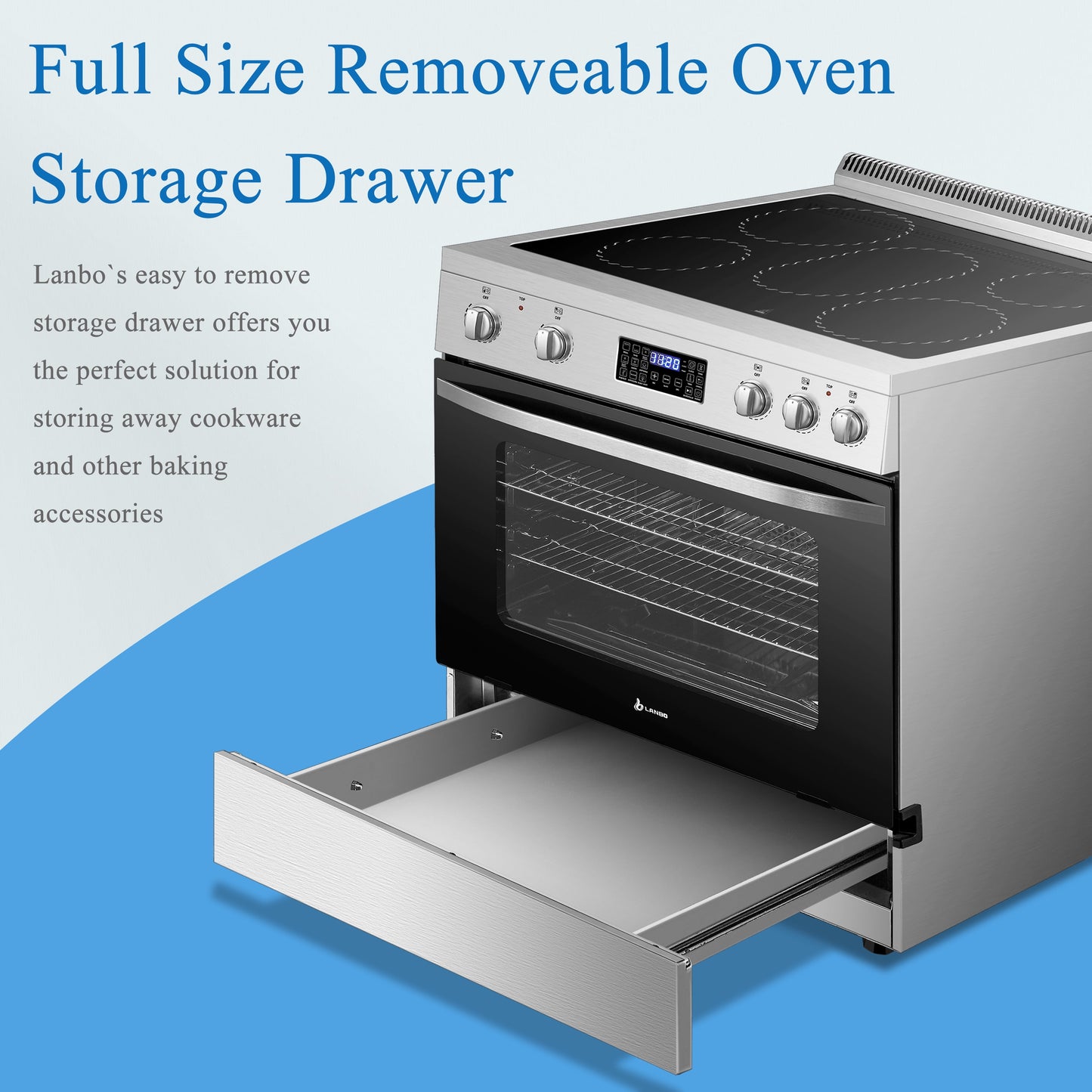 30 Inch 5.9 Cu.Ft. Freestanding Electric Convection Range with Air Fry and Rotisserie, 5 Elements