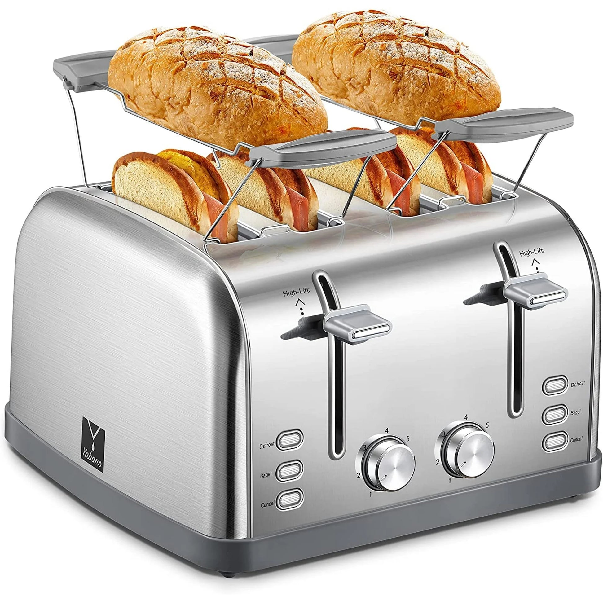 4-Slice Stainless Steel Toaster with Extra Wide Slots and High Lift Lever