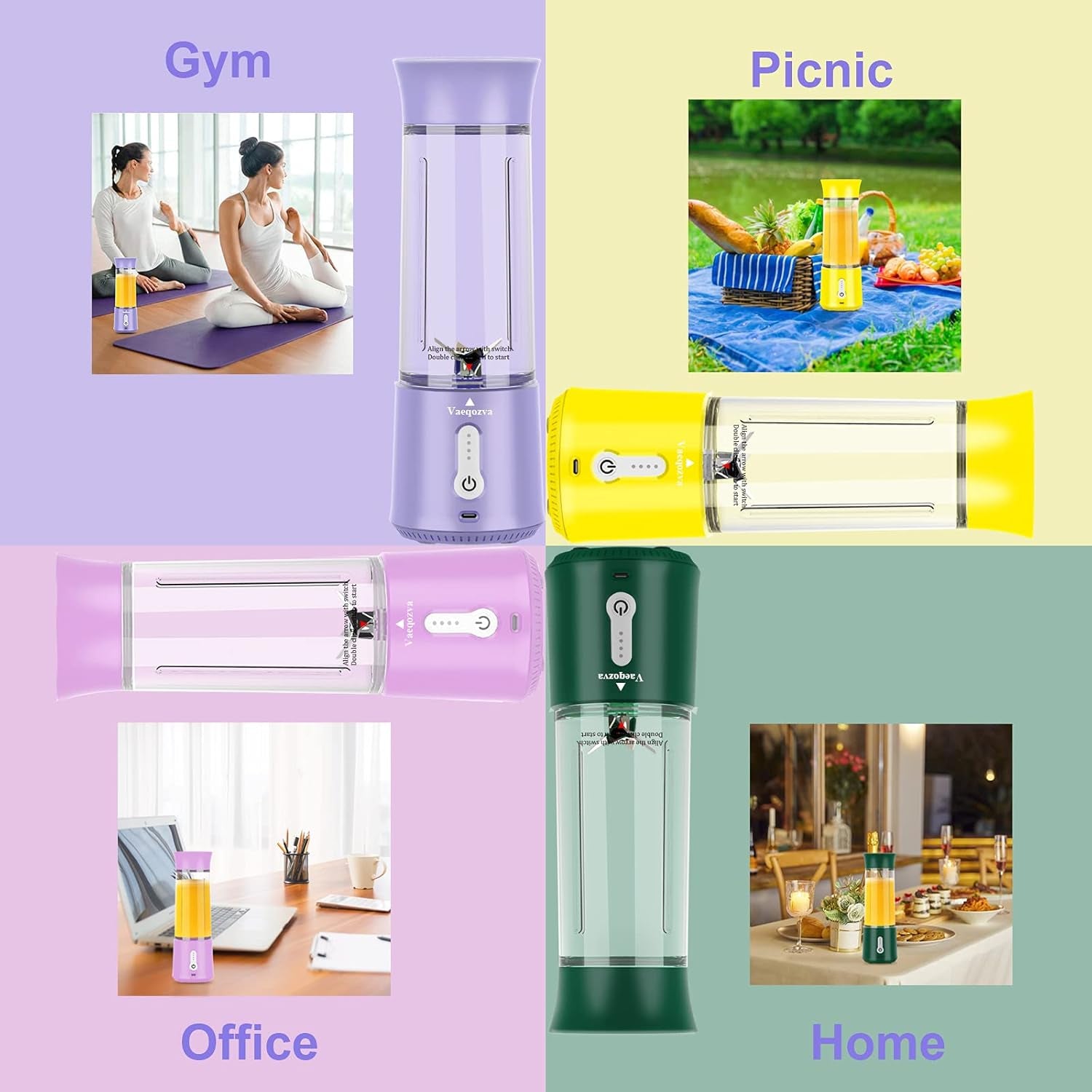 17 Oz Waterproof Portable Blender - USB Rechargeable Mini Juicer for Smoothies and Shakes, Perfect for Travel, Home, Sports, and Outdoors - Stylish Purple Design