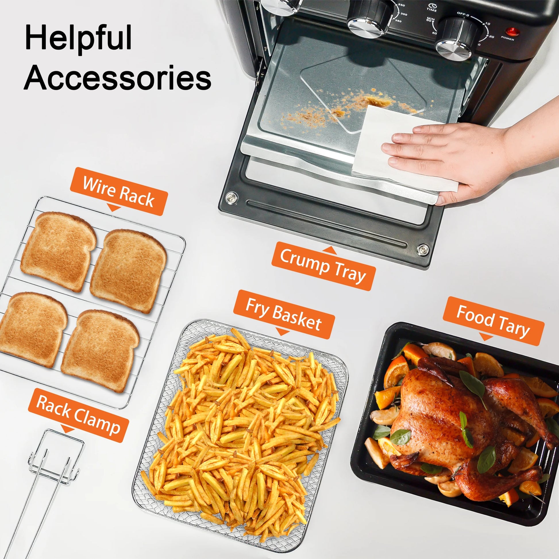 Air Fryer Toaster Oven Combo, 14QT 7 in 1 Oil-Less Air Fryer with Warm, Broil, Toast, Bake, Air Fry, Black