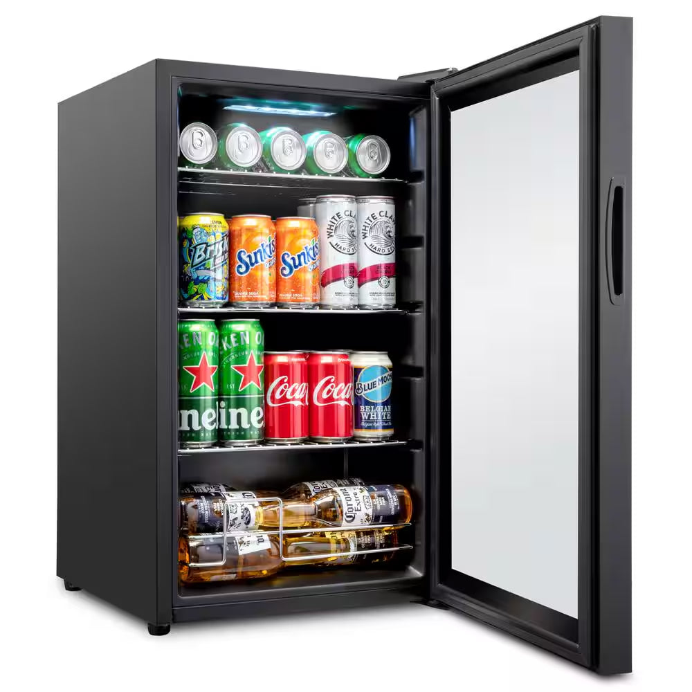 17 In. Single Zone 101-Cans Beverage Cooler in Black