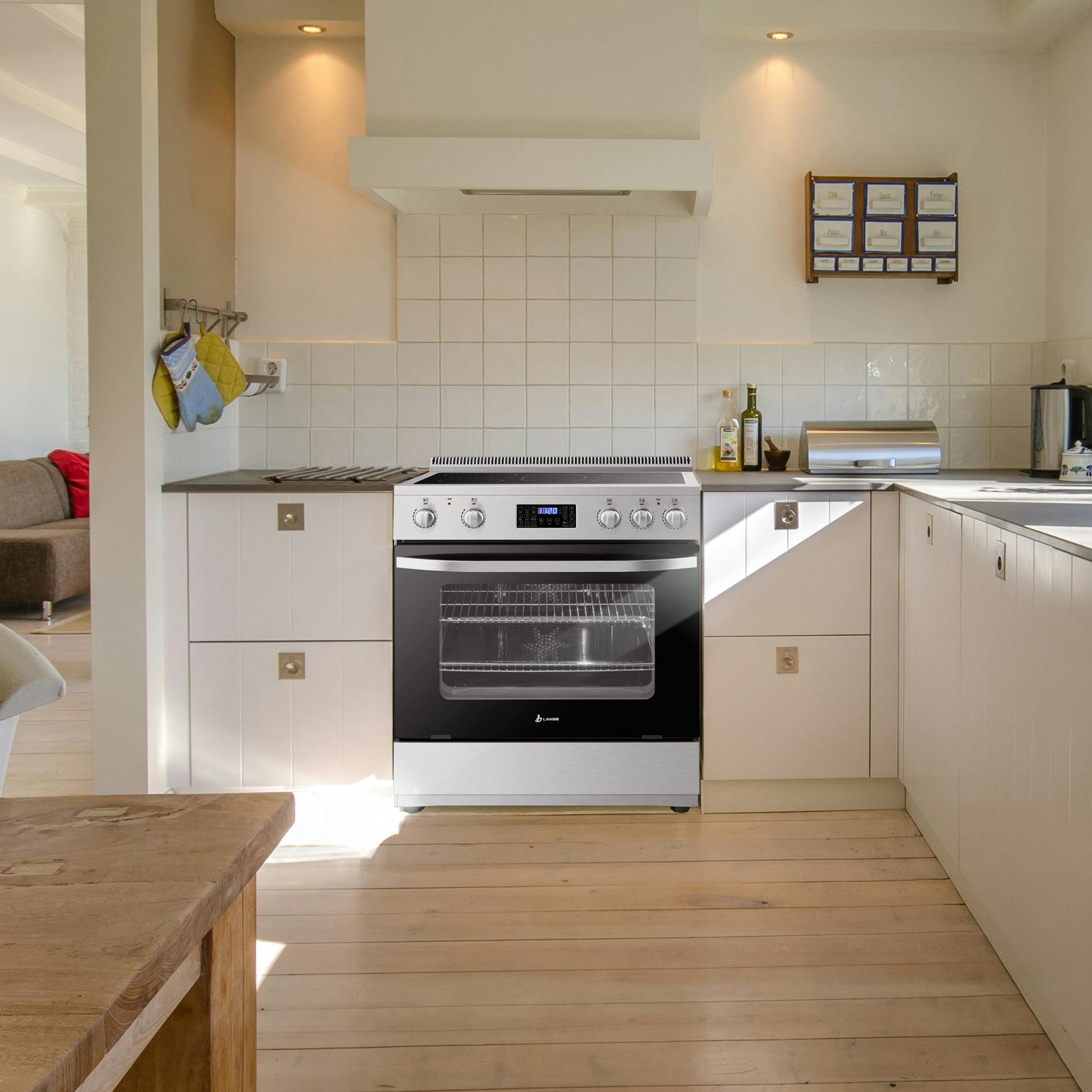 30 Inch 5.9 Cu.Ft. Freestanding Electric Convection Range with Air Fry and Rotisserie, 5 Elements