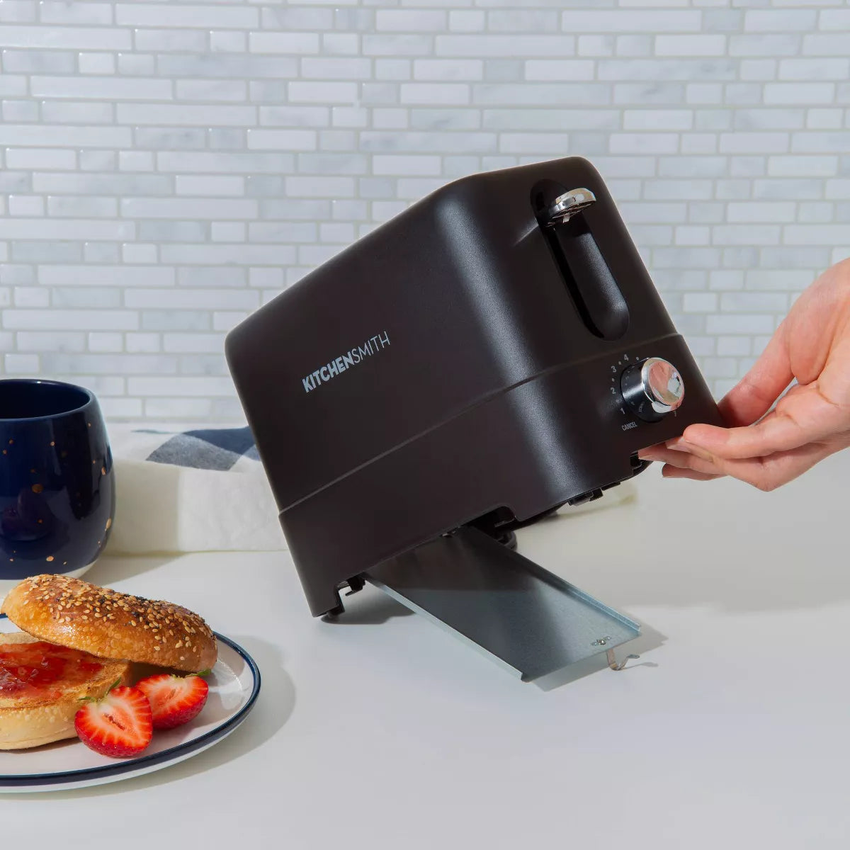 Kitchensmith by Bella 2 Slice Toaster: Black, Bagel & Bread Warmer, 750W, Compact Design, 2-Year Warranty