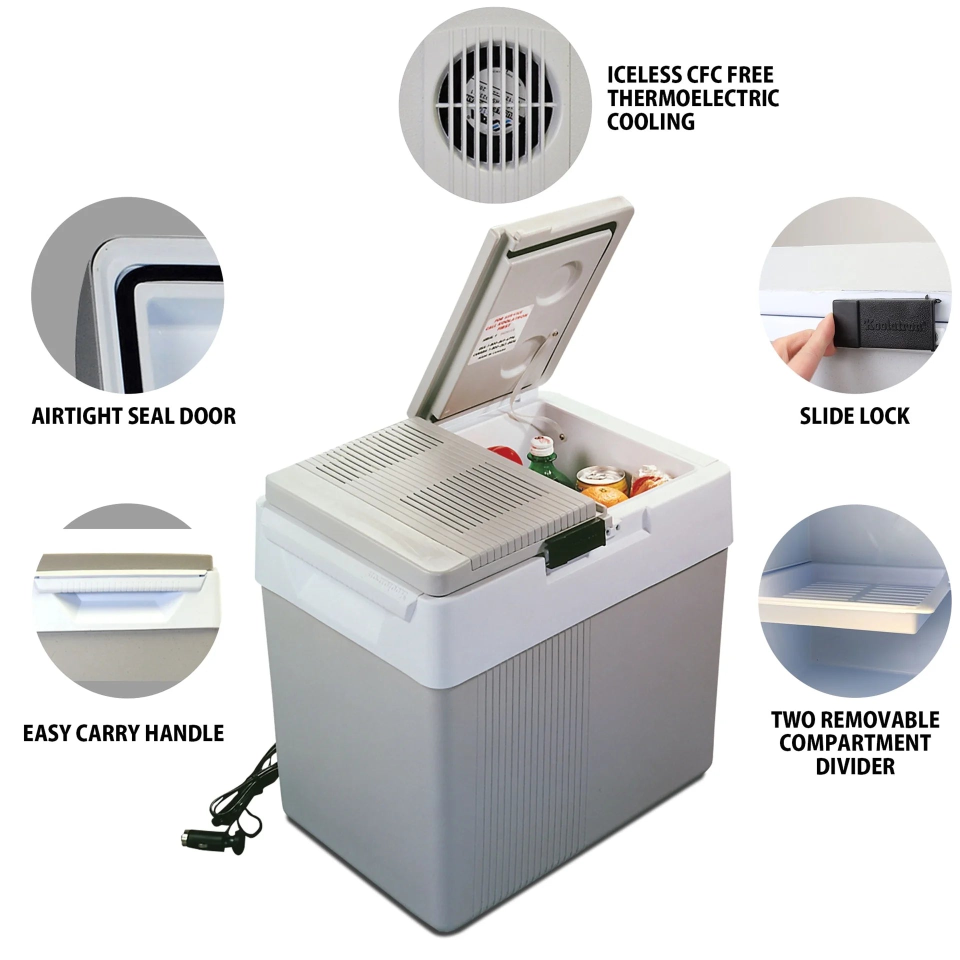 12V Electric Cooler/Warmer 34L (36 Qt), Two-Way Design, Gray