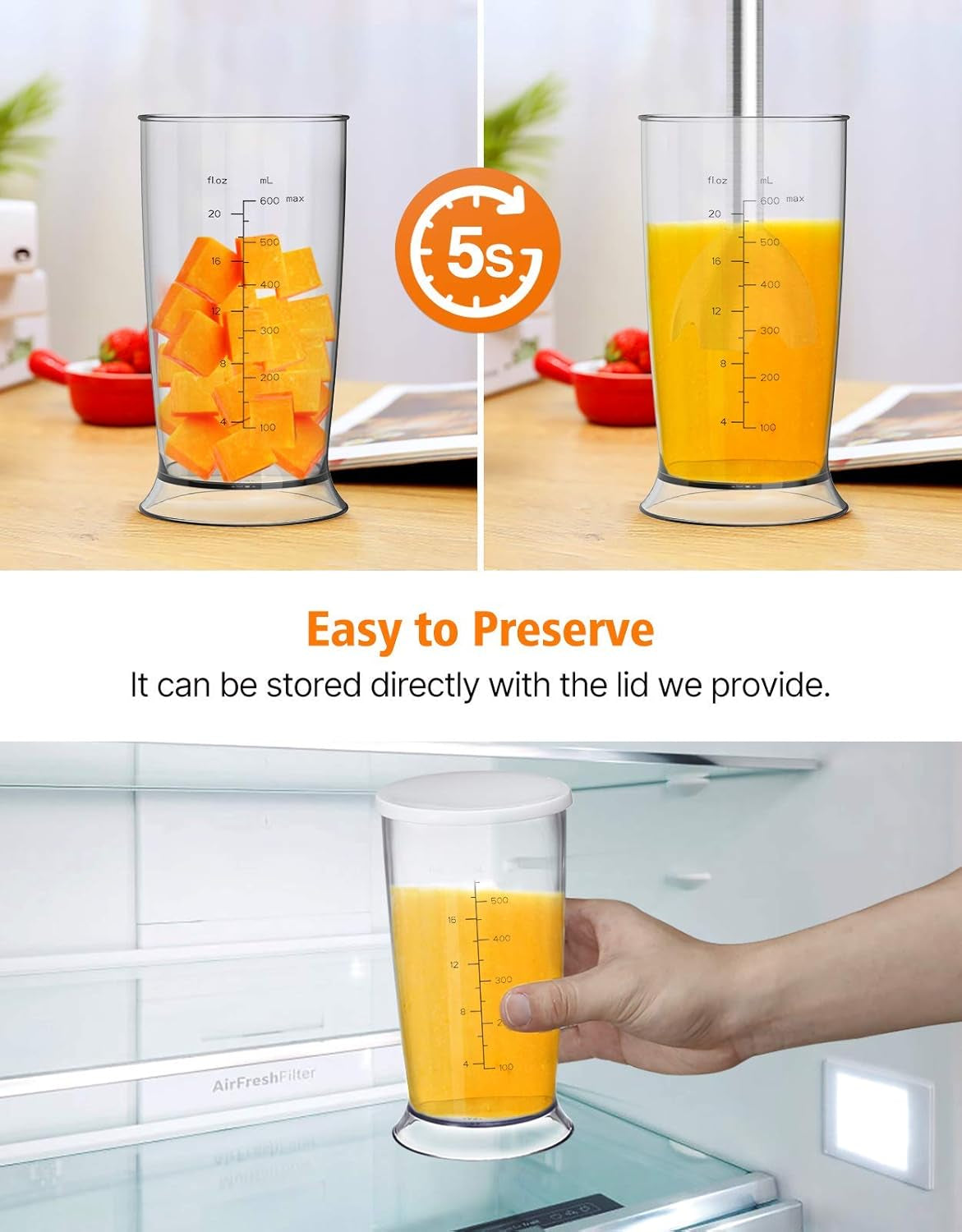 Powerful 800W Immersion Hand Blender - 4-in-1 Food Processor with Titanium Steel Blades for Smoothies, Whisking, Chopping, Soups, Juicing & Ice Crushing (Red)