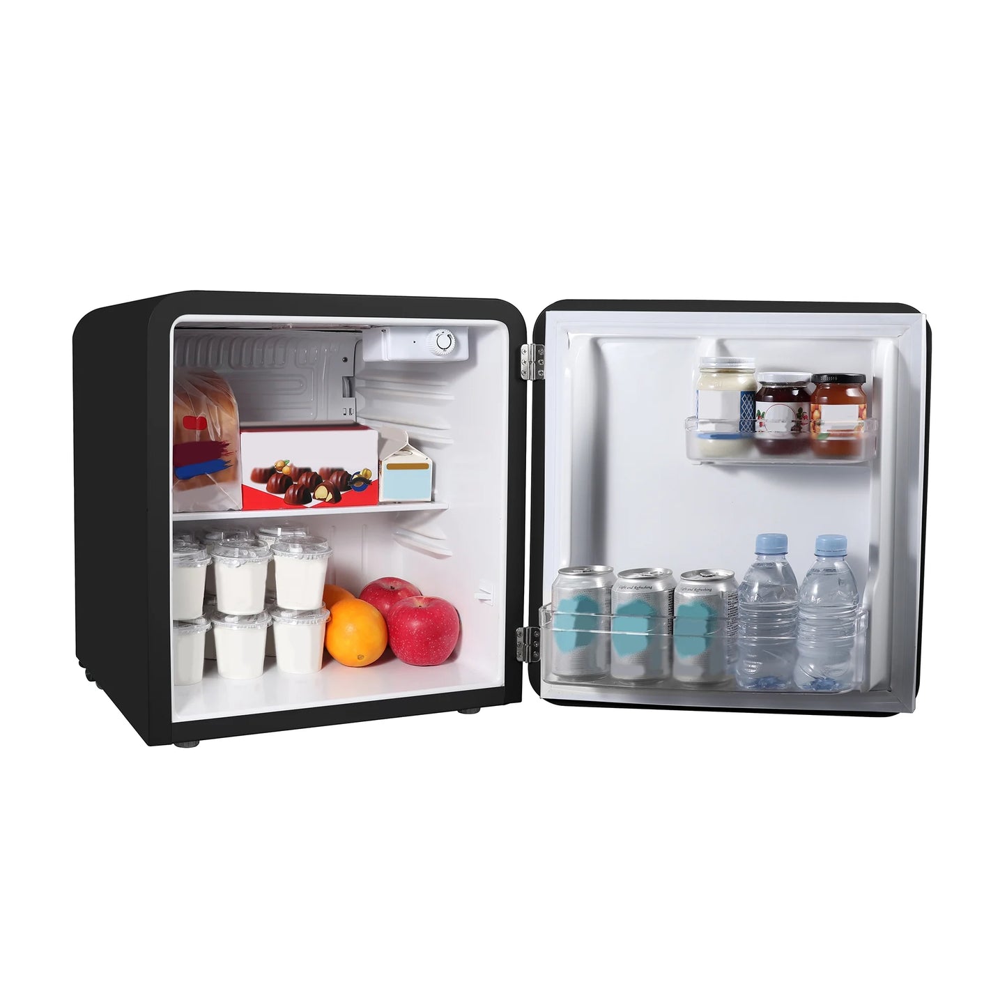 1.6 Cu. Ft. Retro Mini Fridge with LED Light, Black, 34 Lbs