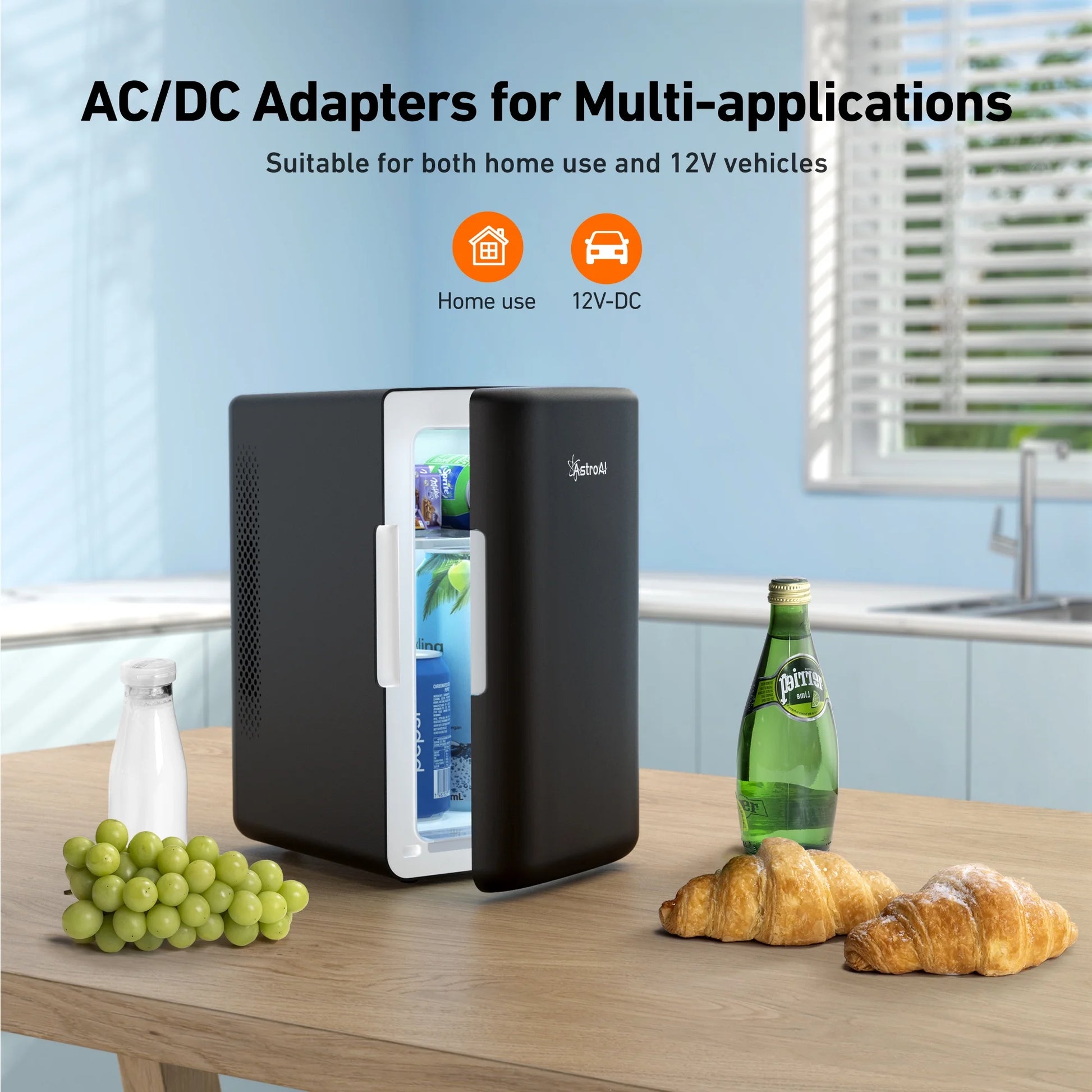 Mini Fridge, Compact Refrigerator, Makeup Skincare Fridge 6L 8 Cans Portable Personal Cooler One Door, for Home, Car, Black, for Gifts