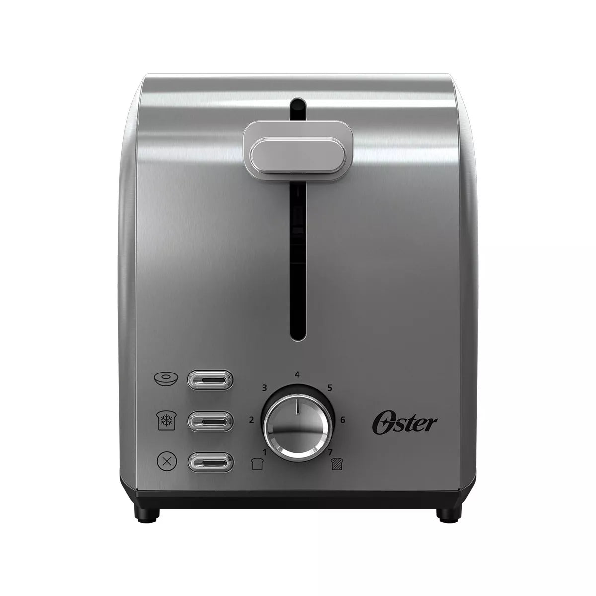 Oster 2-Slice Toaster Stainless Steel with Extra-Wide Slots: Reheat & Bagel Functions, 800W, Spot Clean