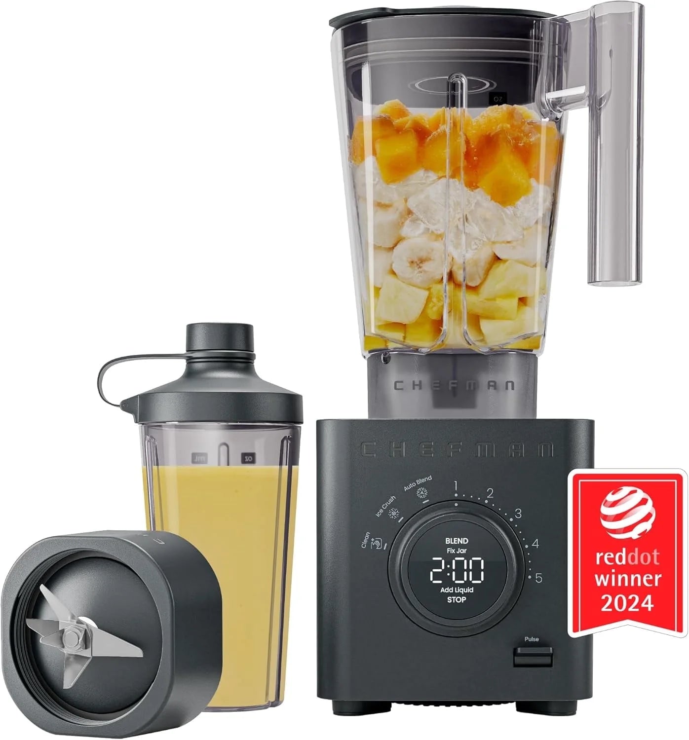 Obliterator 1380W Professional Blender with Auto Blend & 20oz Travel Jar - Sleek Black Design