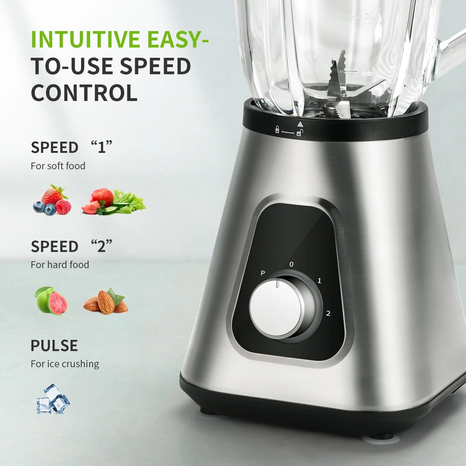 Powerful 1200W Smoothie Blender with 52 Oz Capacity & 22 Oz Juicer Cup - 3 Speed Settings for Perfect Shakes, Smoothies, and Sauces!