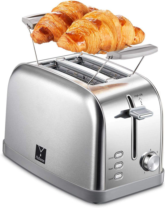 Retro 2-Slice Bagel Toaster with Extra Wide Slots, 7 Shade Settings & Removable Crumb Tray - Stylish Stainless Steel Design