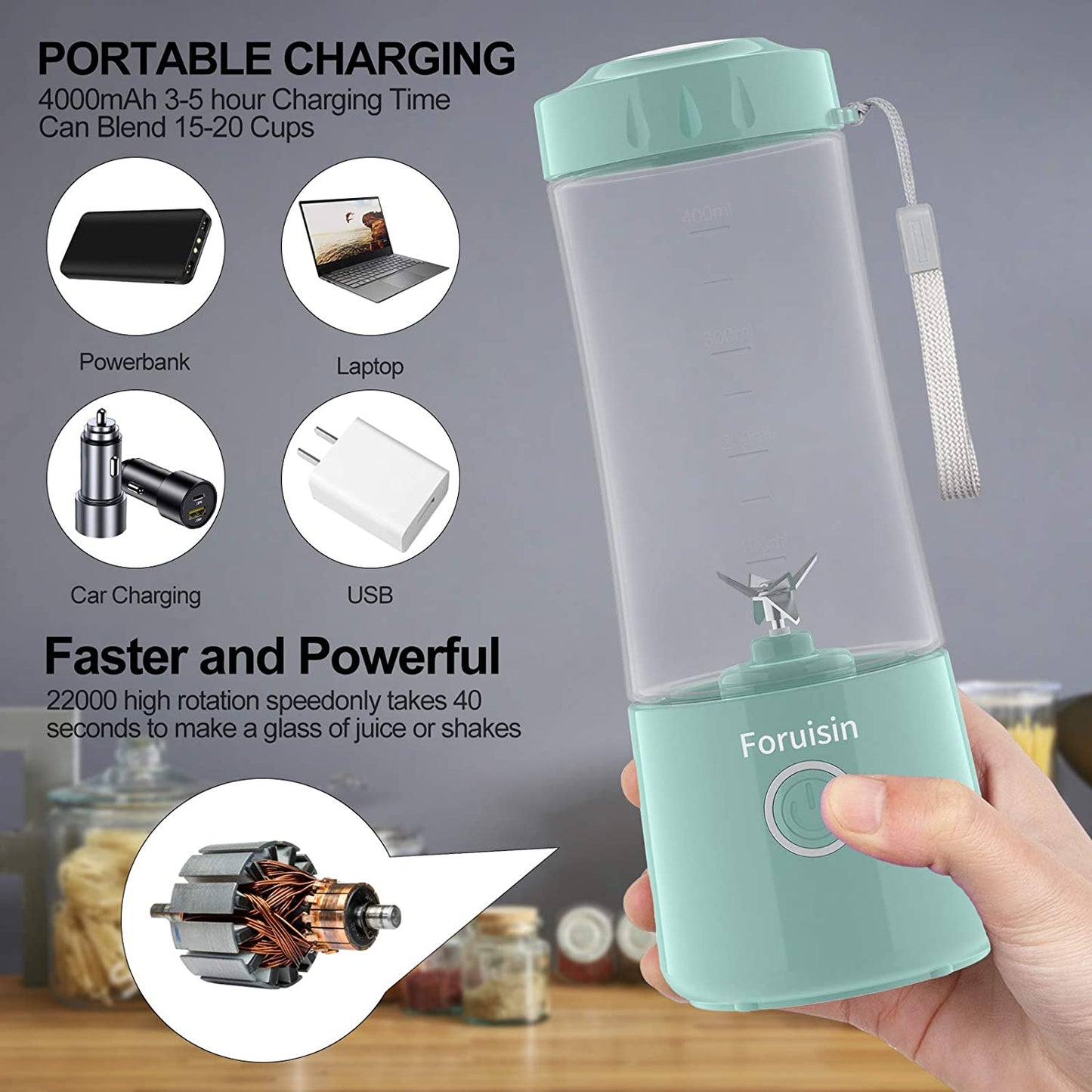 USB Rechargeable Personal Blender - Mini Smoothie Maker for Quick Shakes and Smoothies